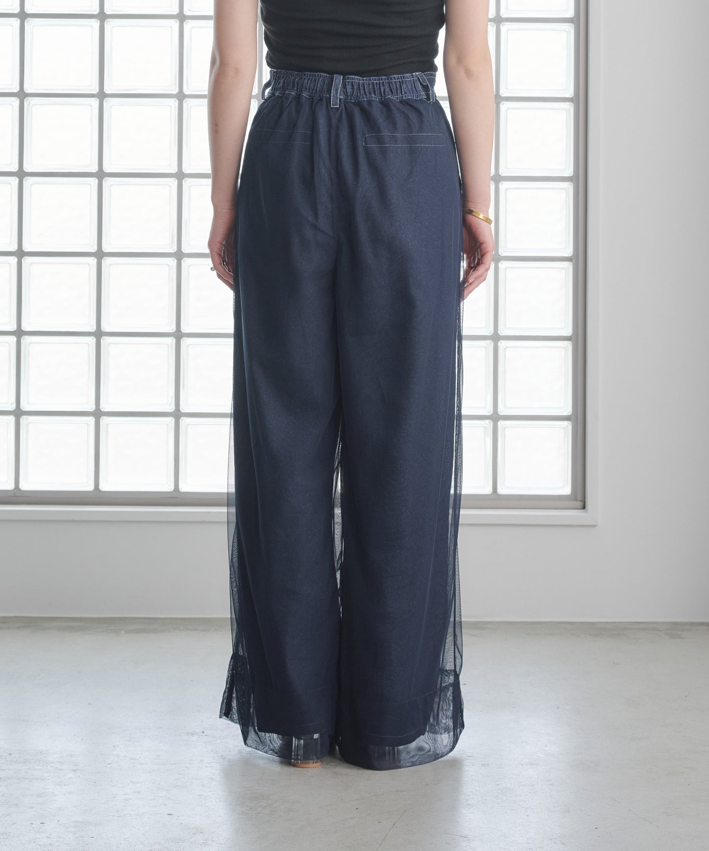 Pqran　レイヤードデニムパンツ