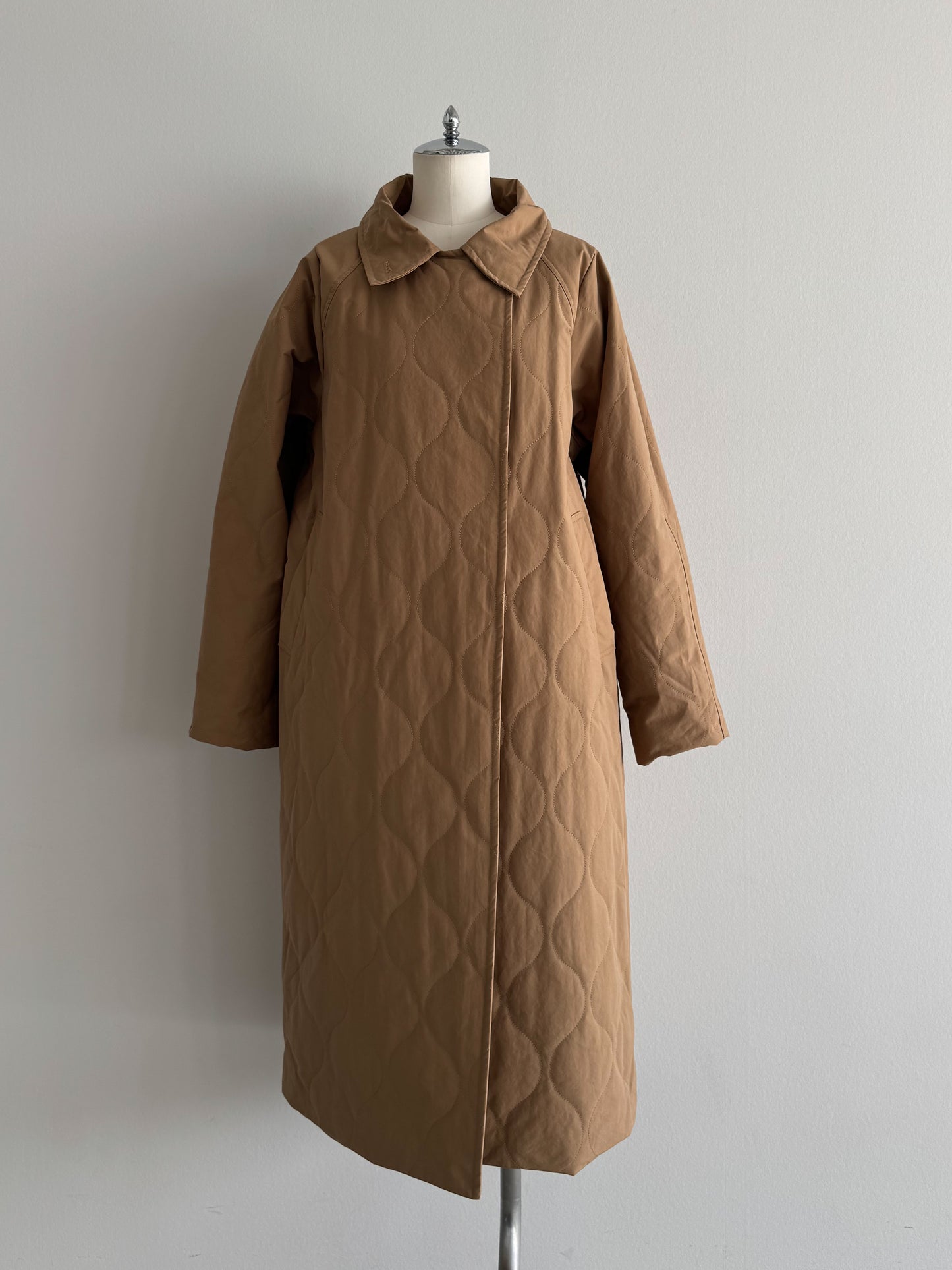 ストール付きキルティングコート