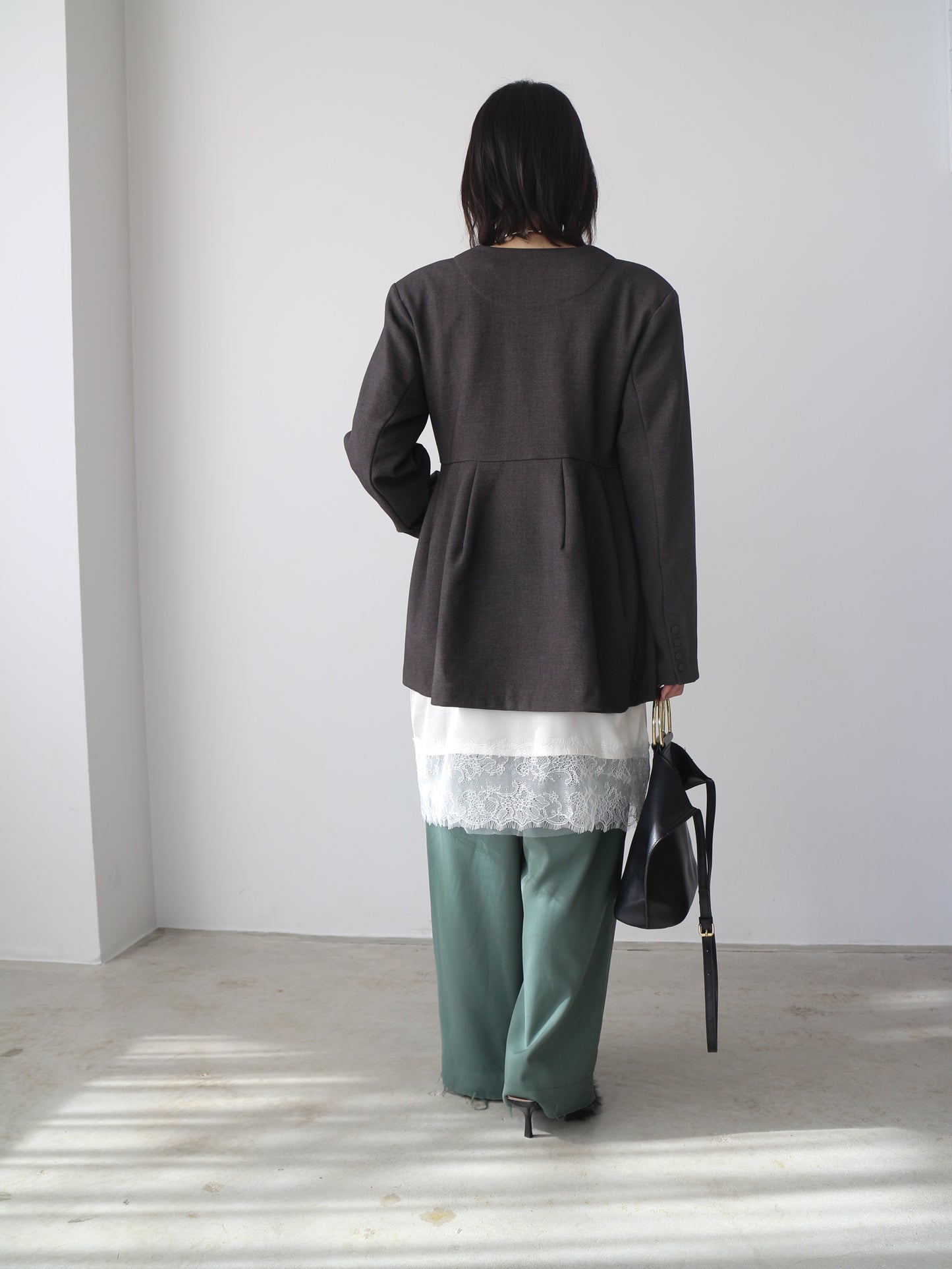 ノーカラーフレアジャケット　