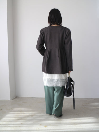 ノーカラーフレアジャケット　