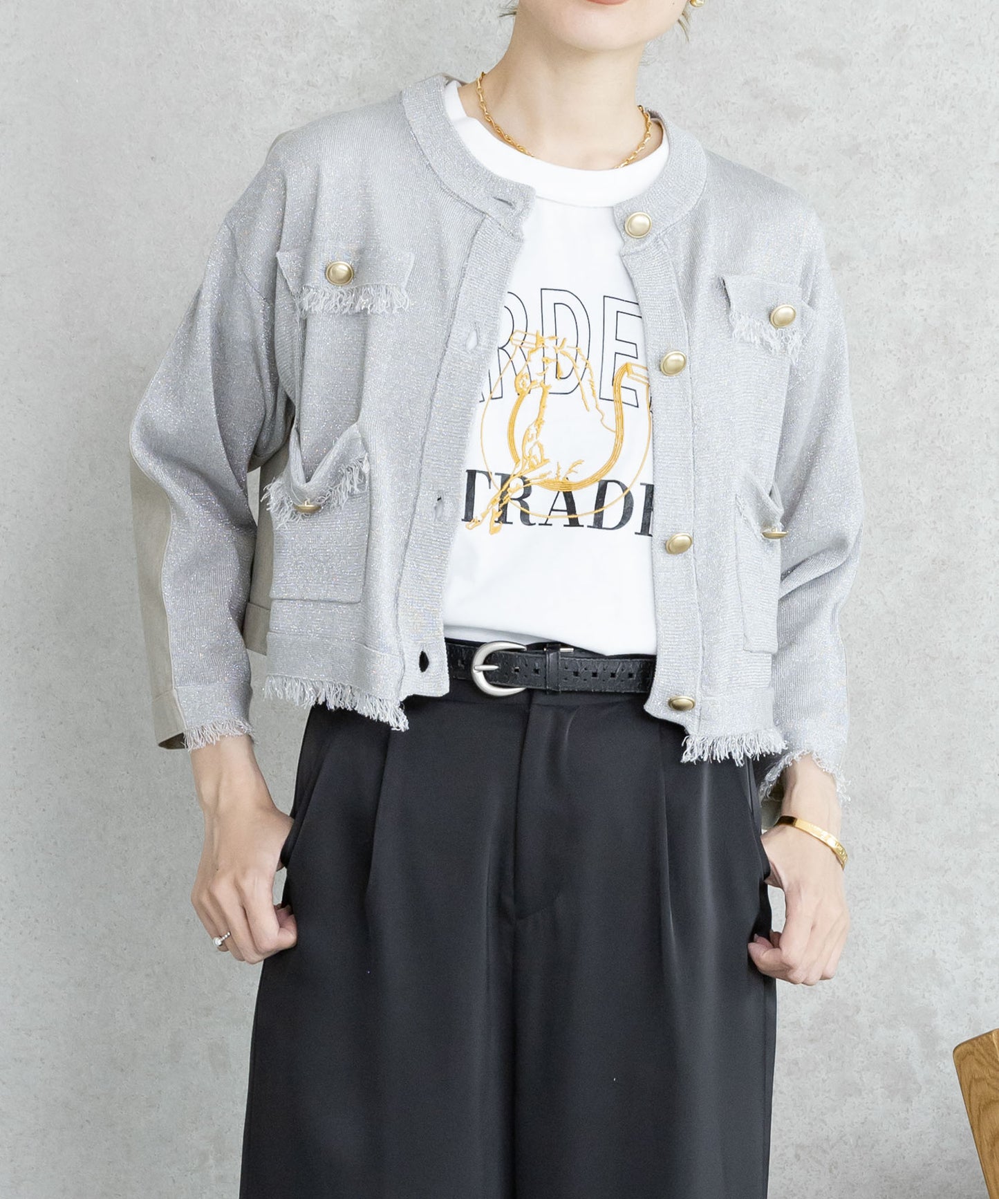 Pqran　【オリジナル図案】馬刺繍カレッジプリントTシャツ
