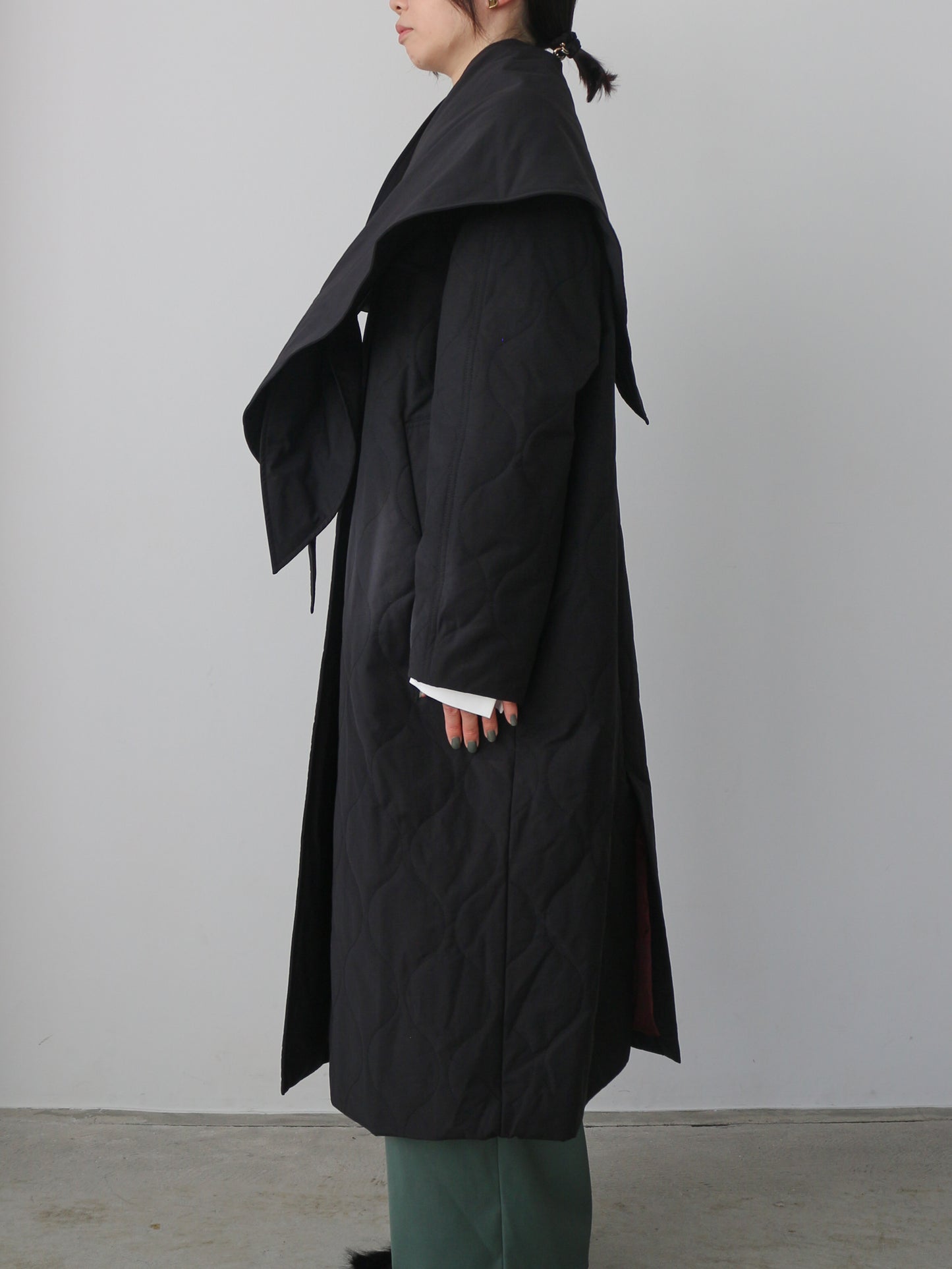 ストール付きキルティングコート
