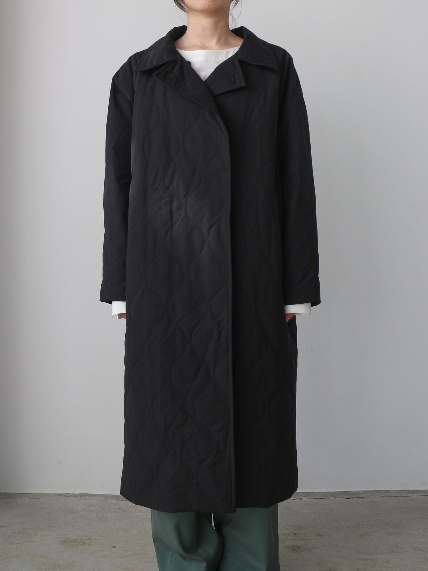 ストール付きキルティングコート