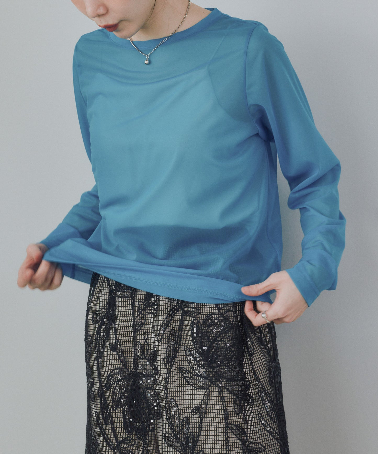 Pqran　シアーTシャツ