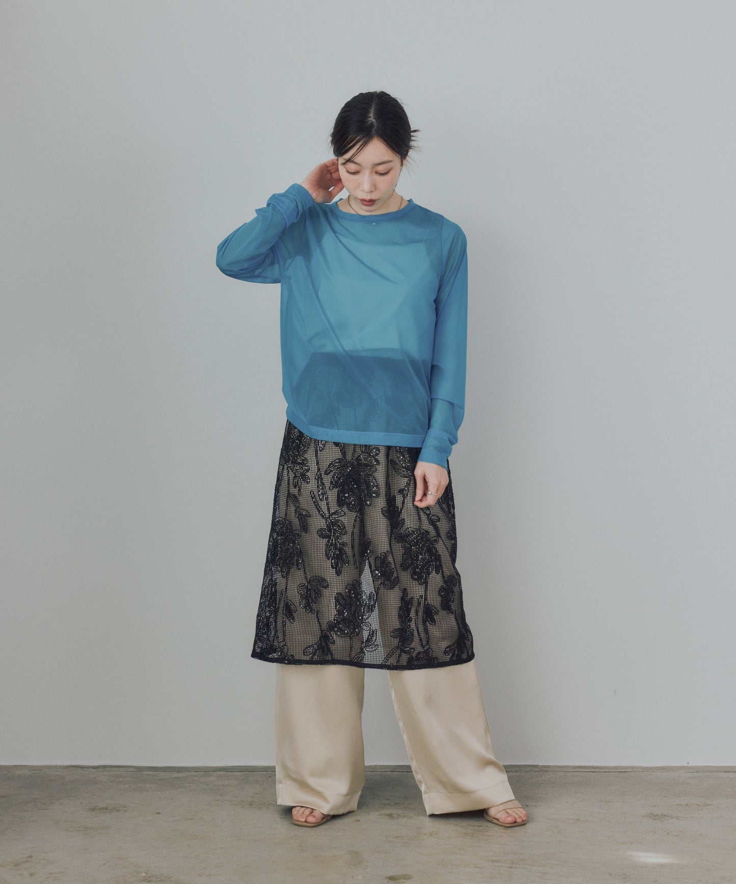 Pqran　シアーTシャツ