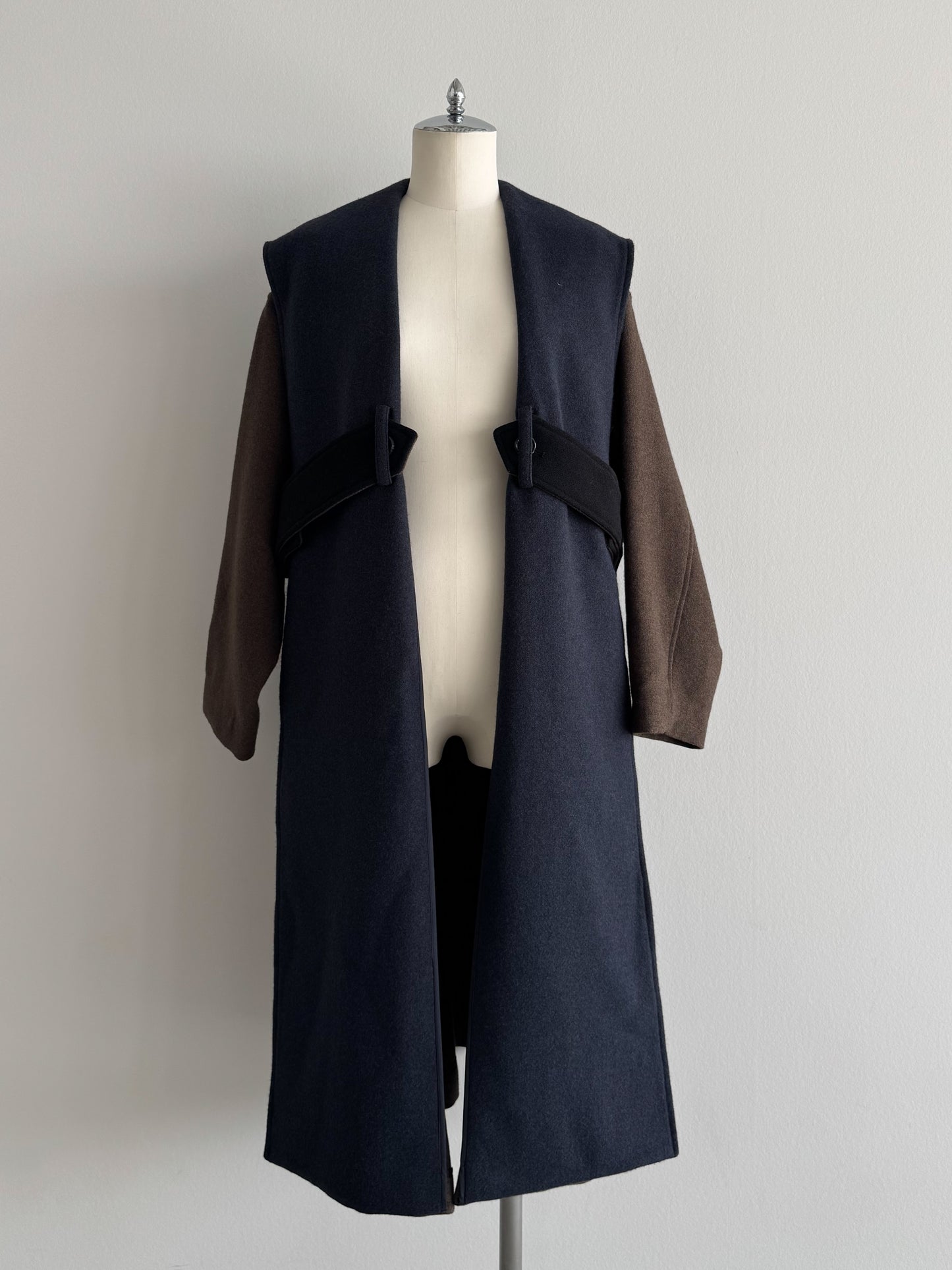 配色ロングコート