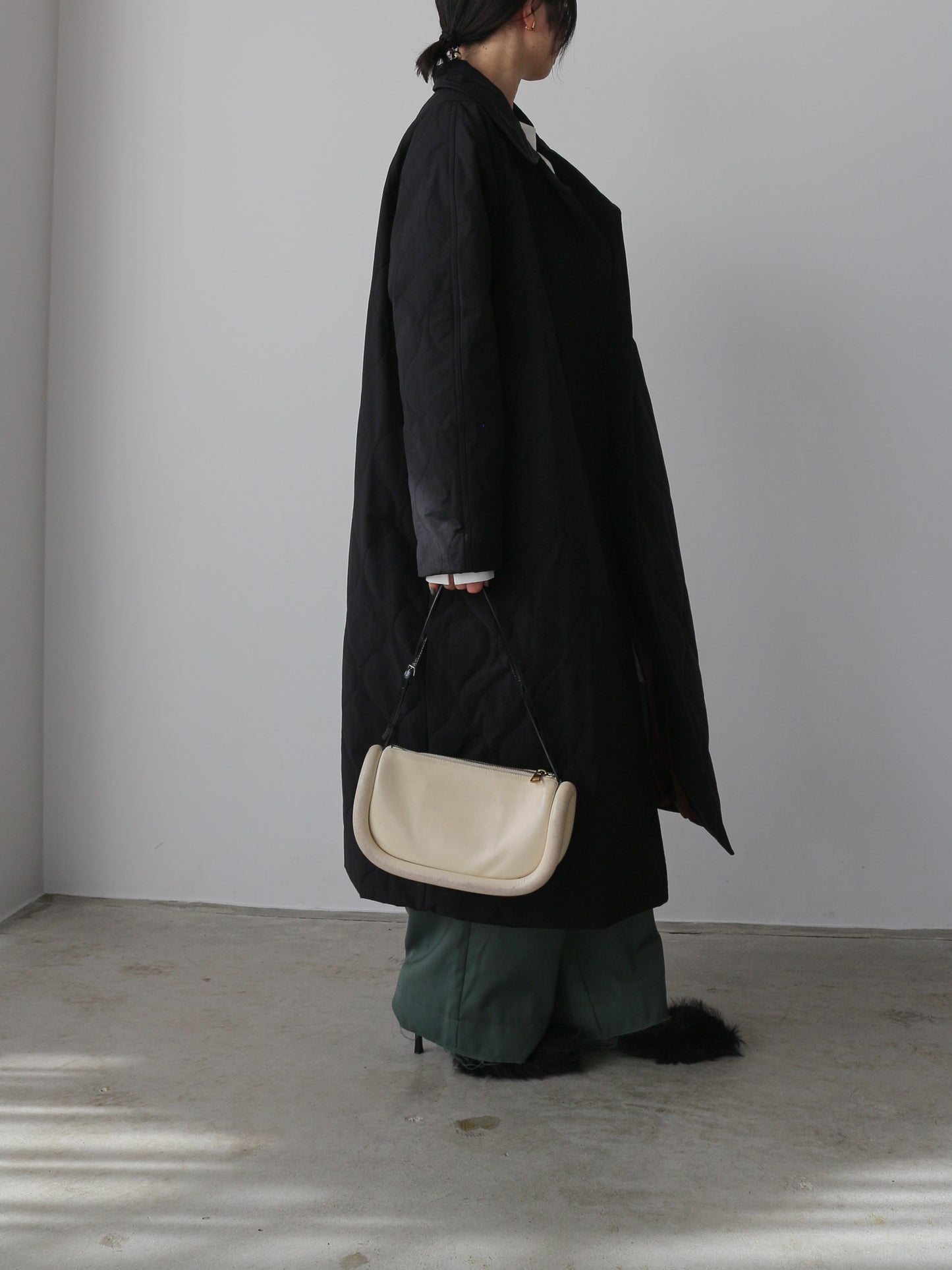 ストール付きキルティングコート