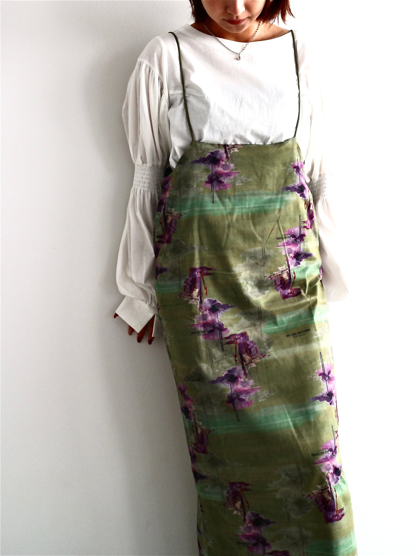 Pqran　【オリジナル図案】フラワープリントキャミワンピース