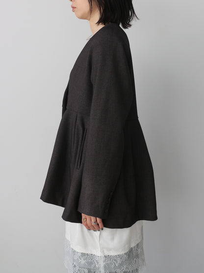 ノーカラーフレアジャケット　