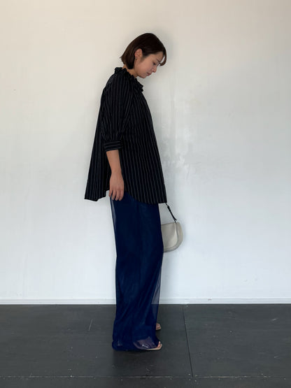 チュールレイヤードデニムパンツ