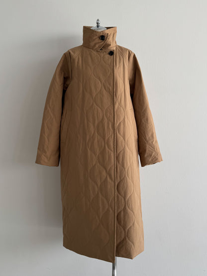 ストール付きキルティングコート
