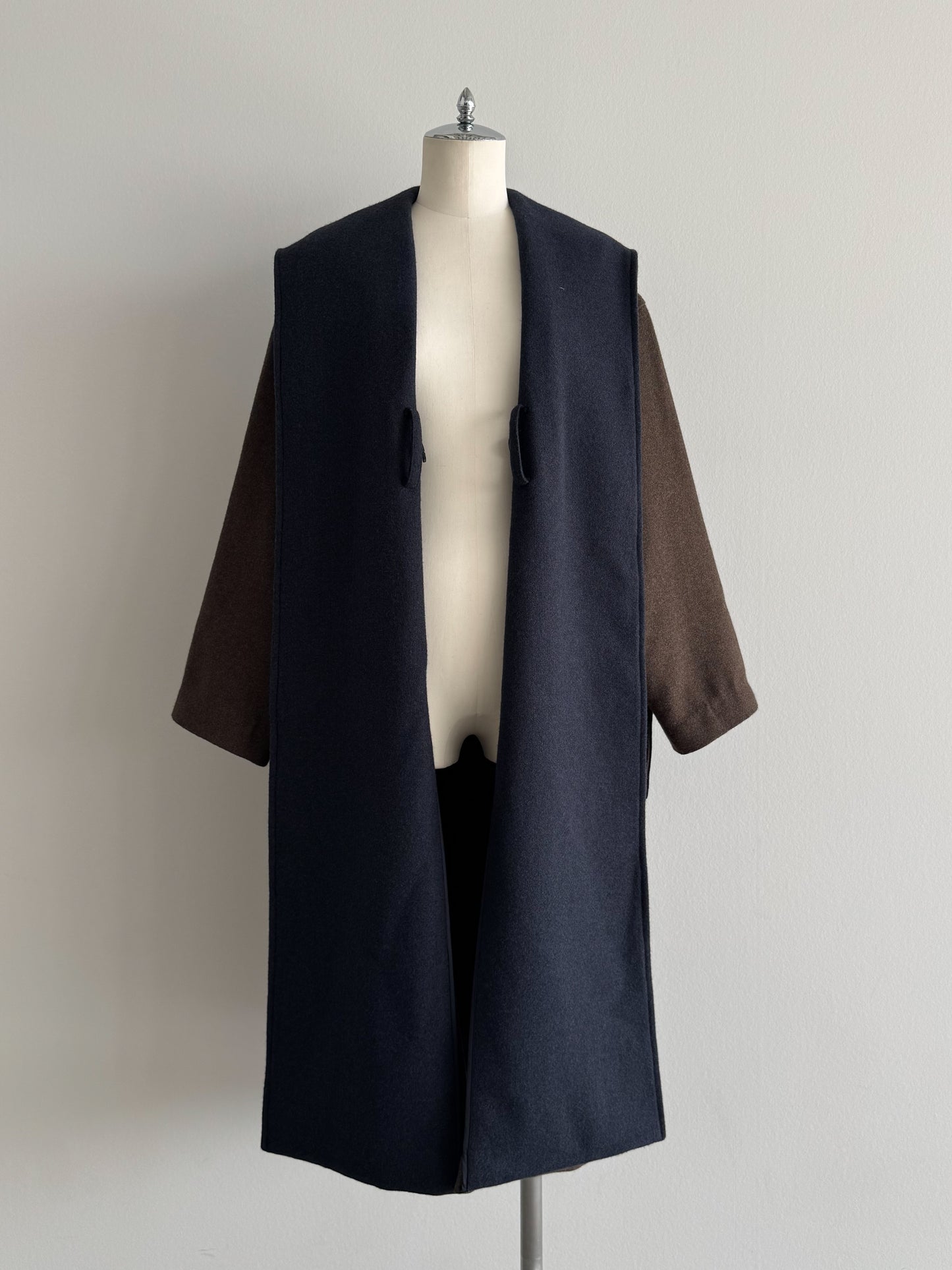 配色ロングコート