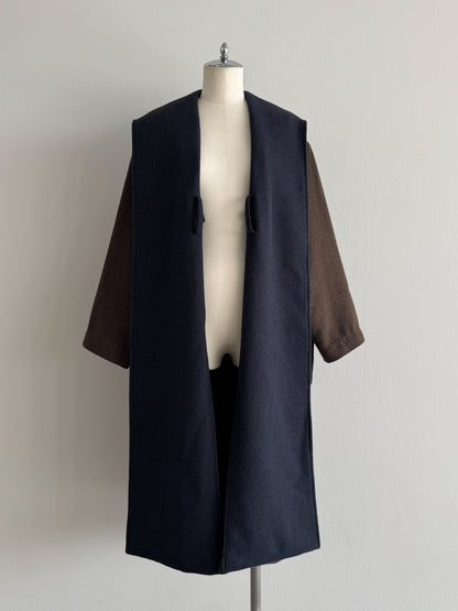 配色ロングコート