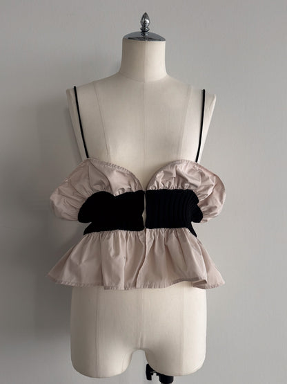 タフタ×ニットビスチェ