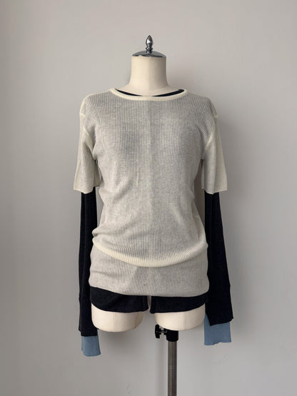 シアーリブカーディガン＆プルオーバーSET