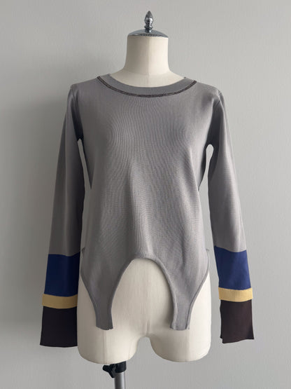 eru　配色スリーブニットトップス