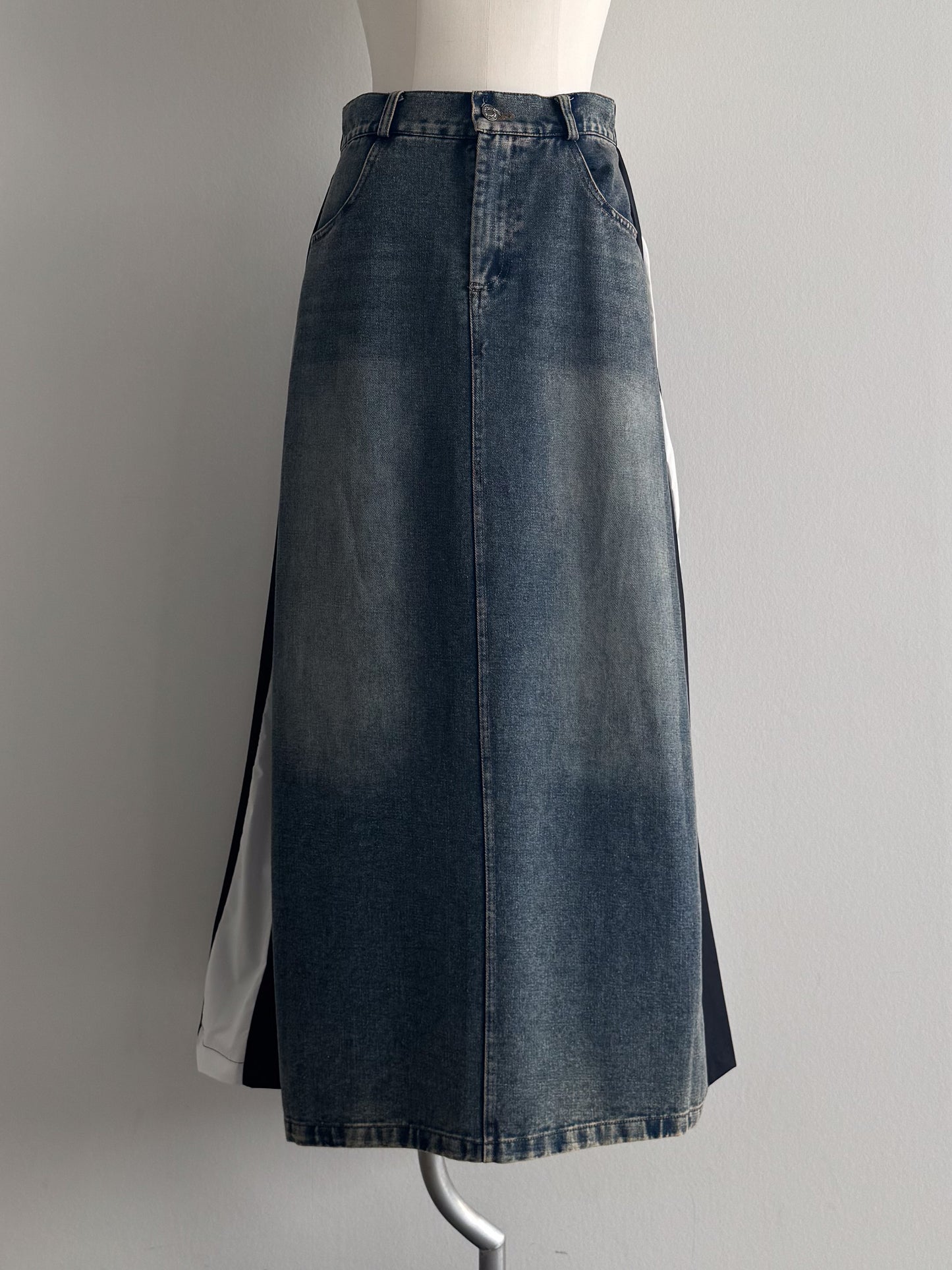 eru　カラーブロッキングデニムスカート