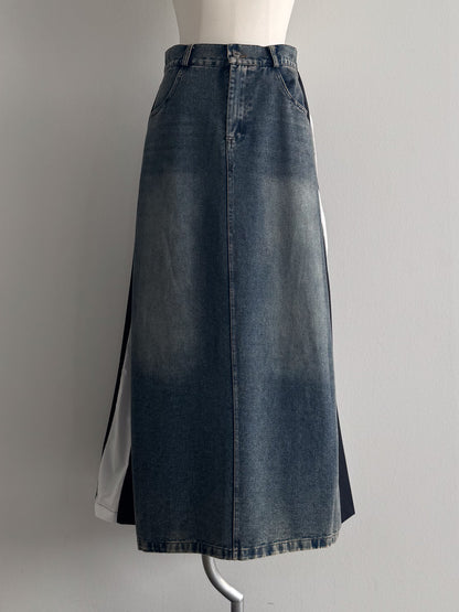 eru　カラーブロッキングデニムスカート