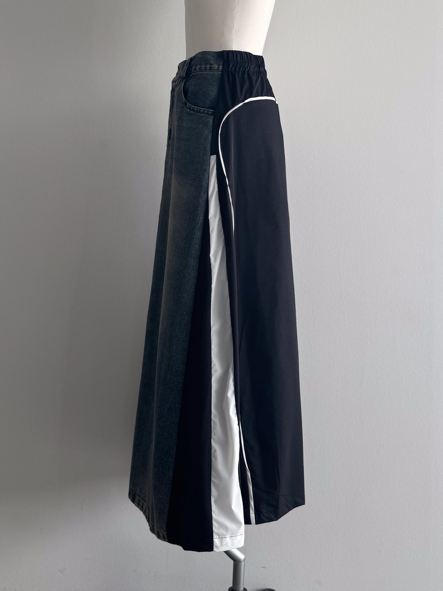 eru　カラーブロッキングデニムスカート