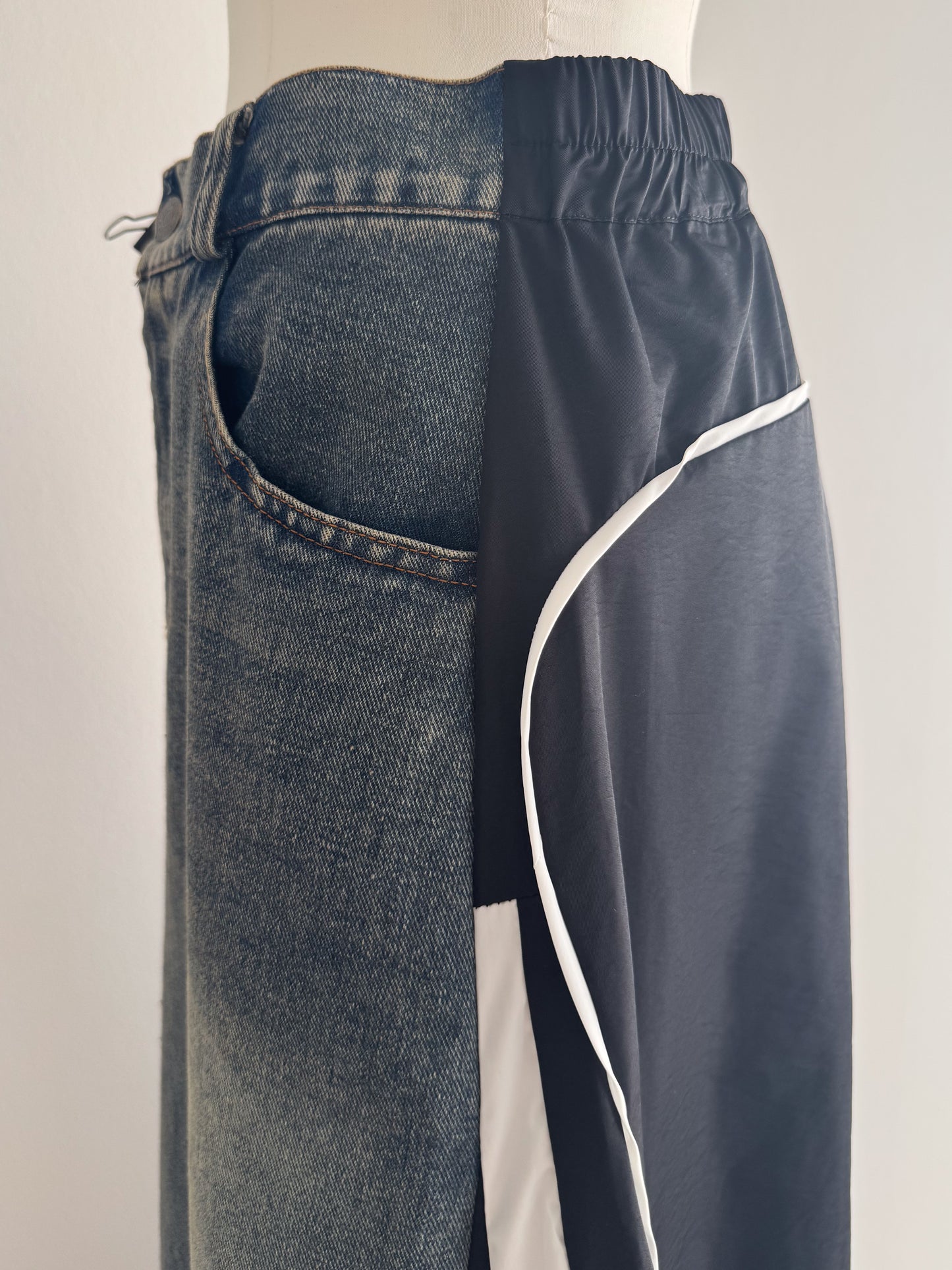 eru　カラーブロッキングデニムスカート