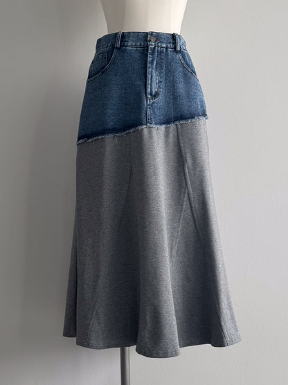 eru　ウェストデニム裏毛ドッキングスカート