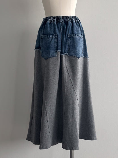 eru　ウェストデニム裏毛ドッキングスカート