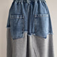eru　ウェストデニム裏毛ドッキングスカート