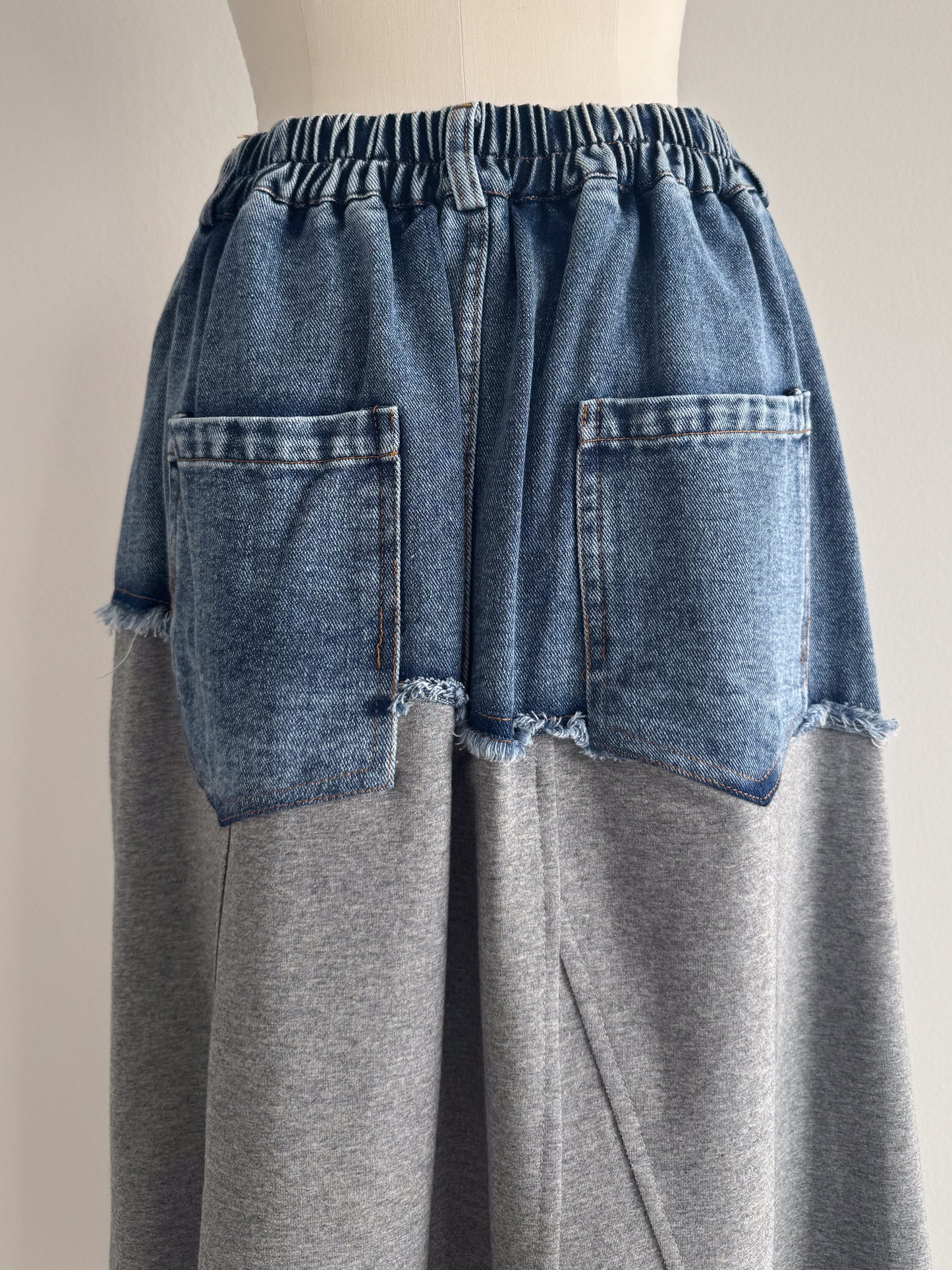 eru　ウェストデニム裏毛ドッキングスカート