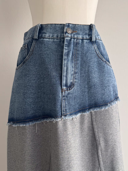eru　ウェストデニム裏毛ドッキングスカート