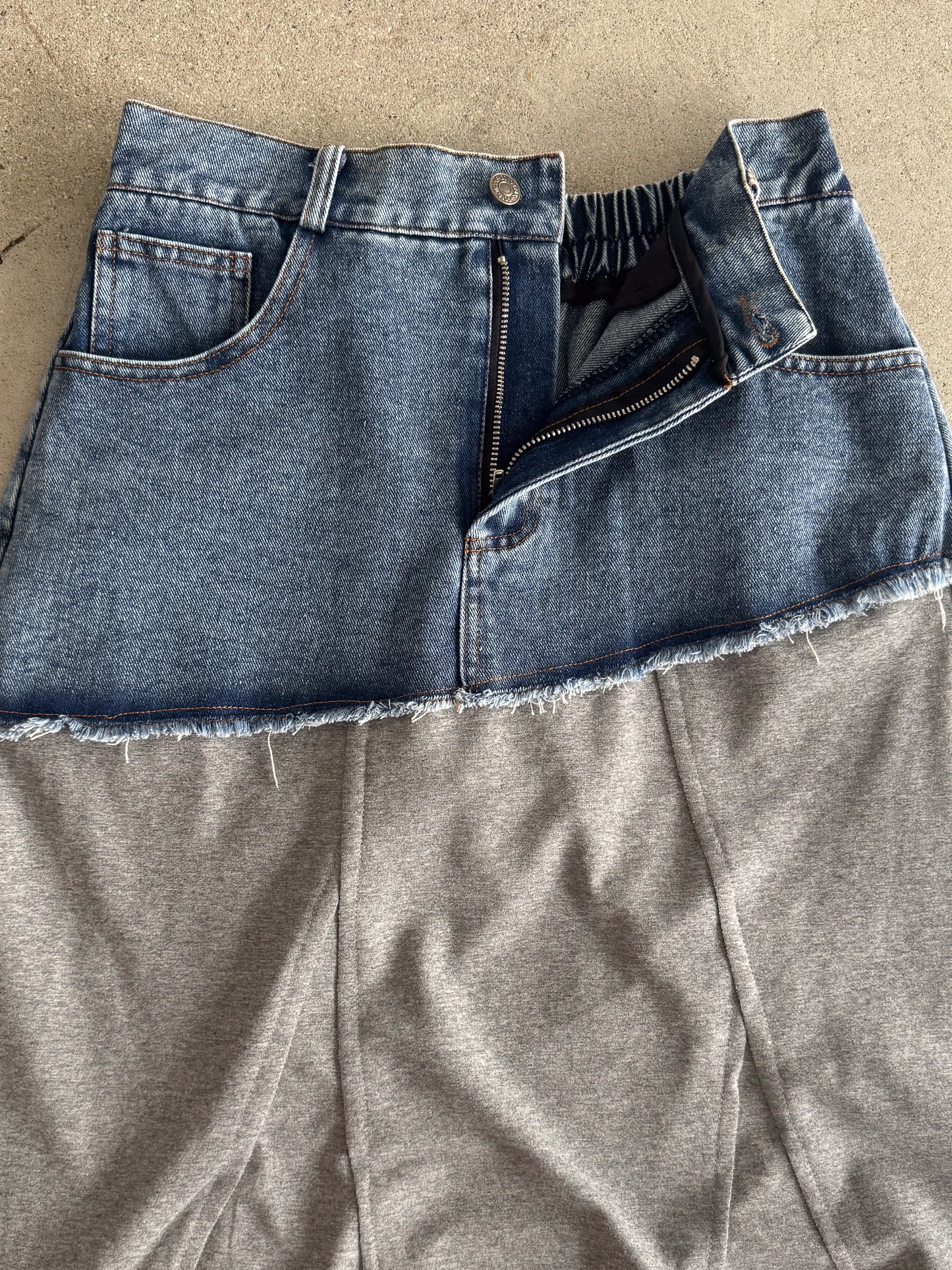 eru　ウェストデニム裏毛ドッキングスカート