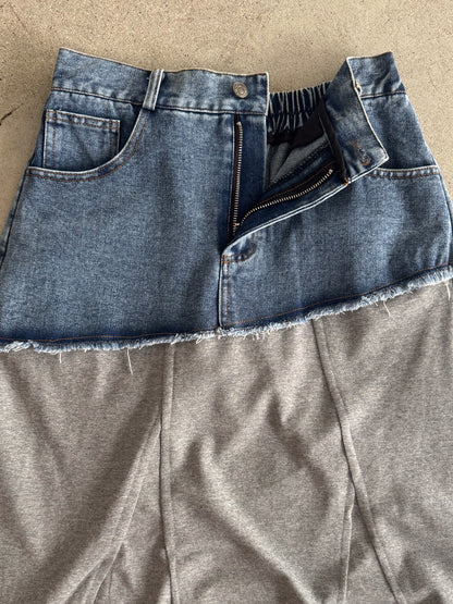 eru　ウェストデニム裏毛ドッキングスカート