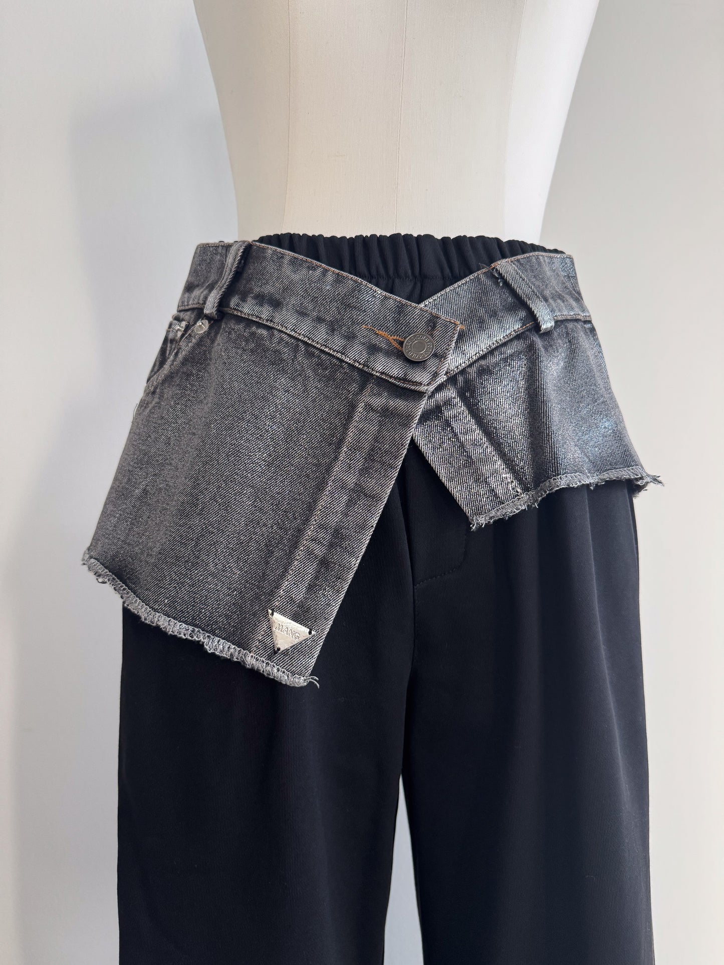 eru　ウエストデニム切り替え裏毛パンツ