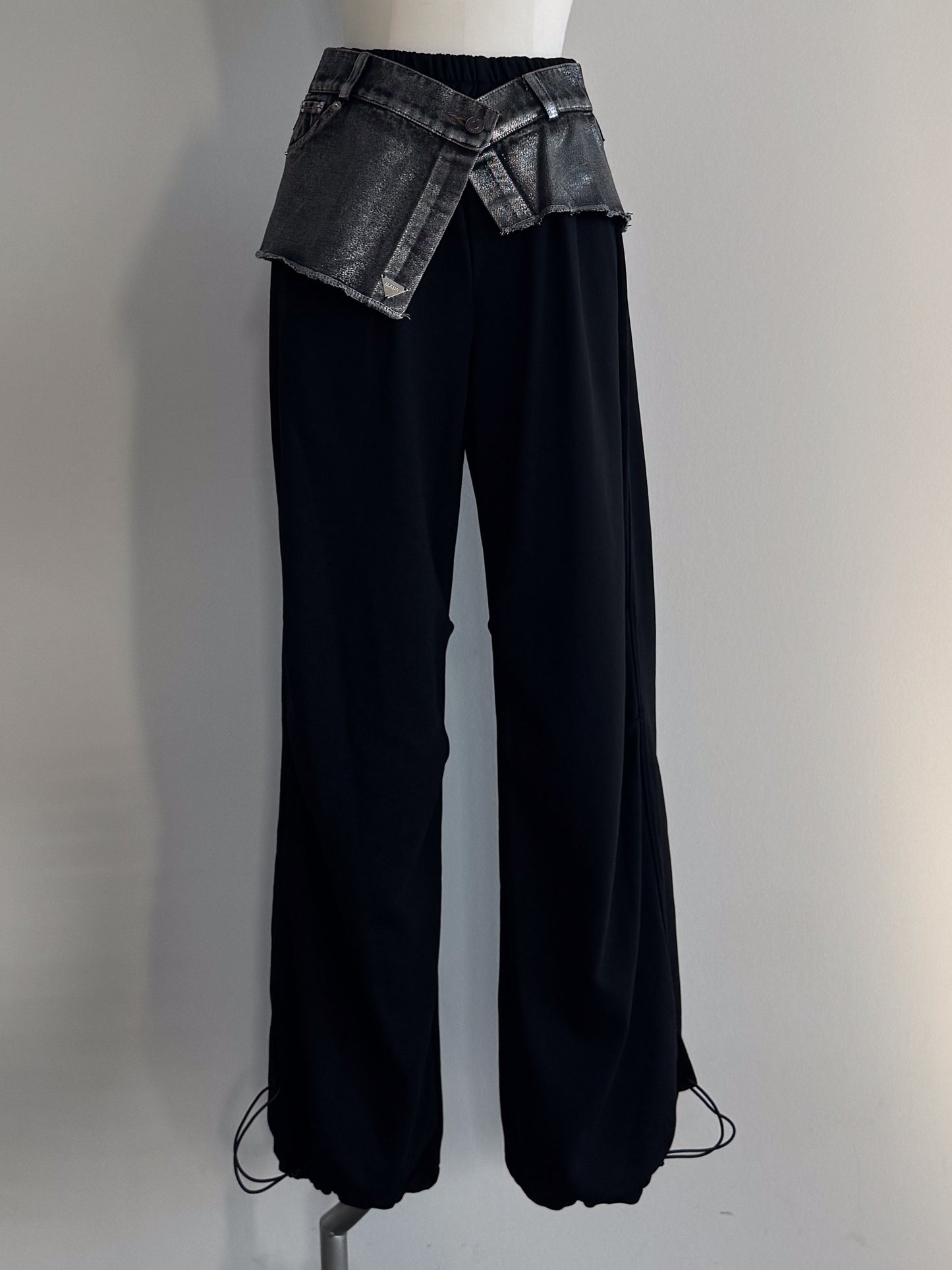 eru　ウエストデニム切り替え裏毛パンツ