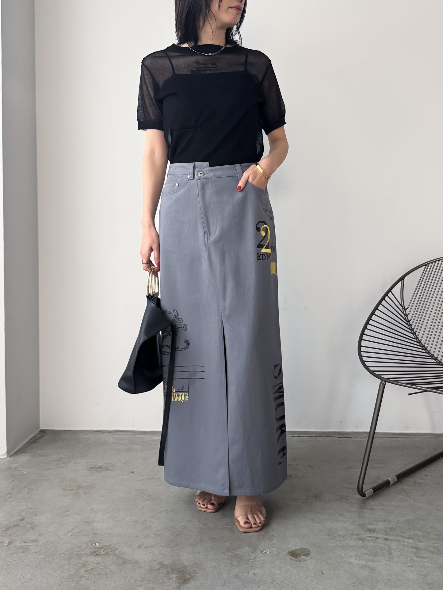 Pqran　【オリジナル図案】ウイスキープリント×刺繍スカート