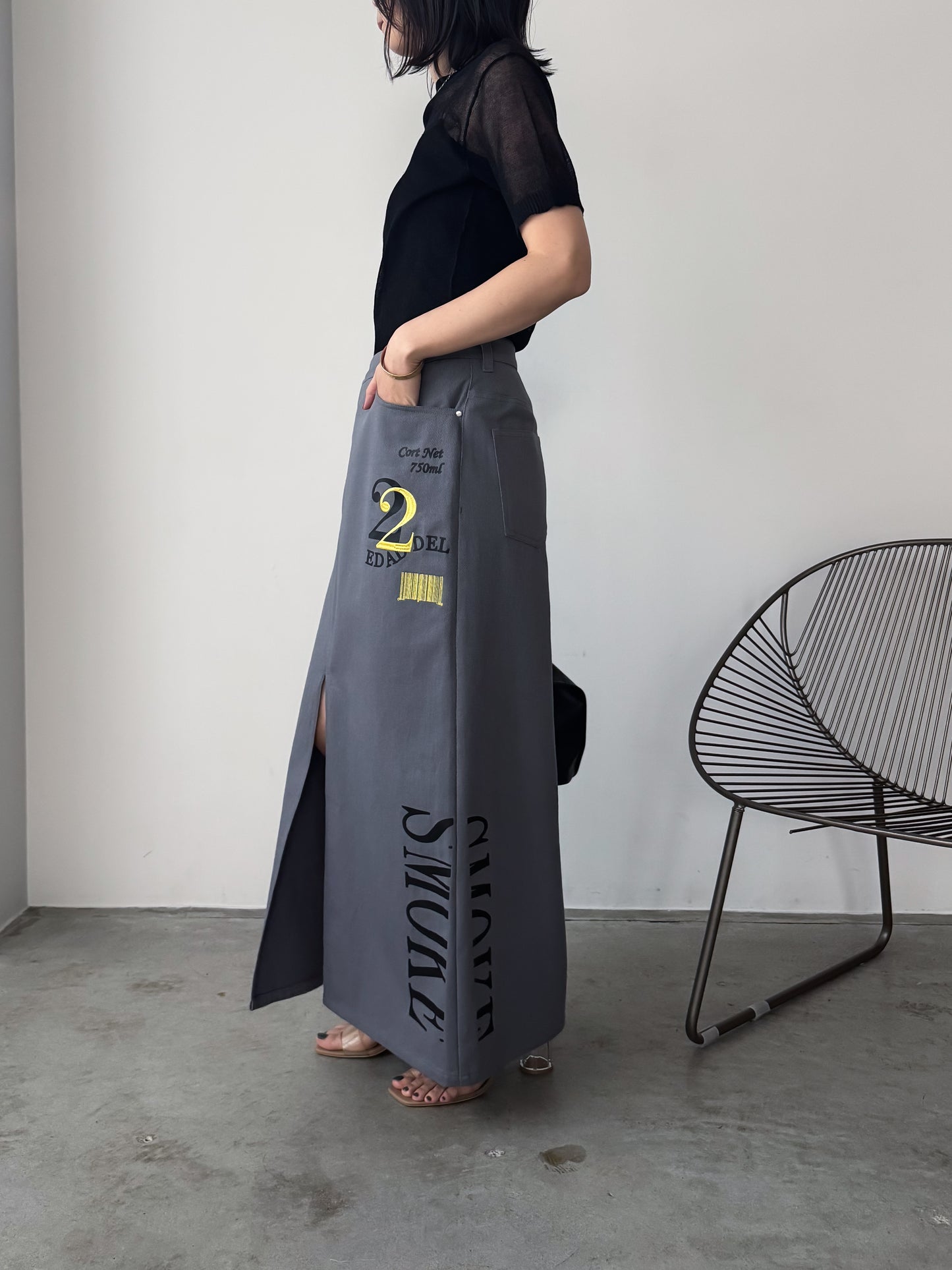 Pqran　【オリジナル図案】ウイスキープリント×刺繍スカート