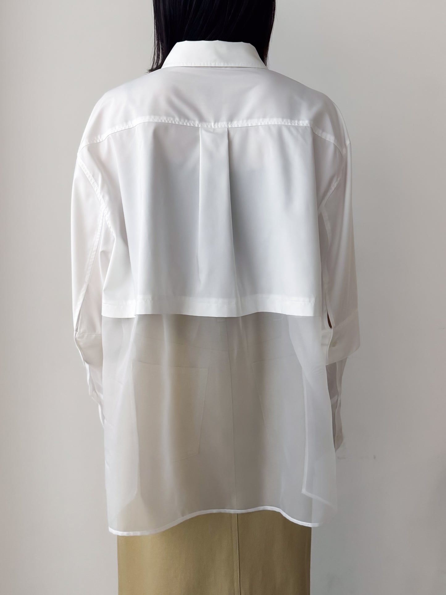 Pqran　シアー切替シャツ