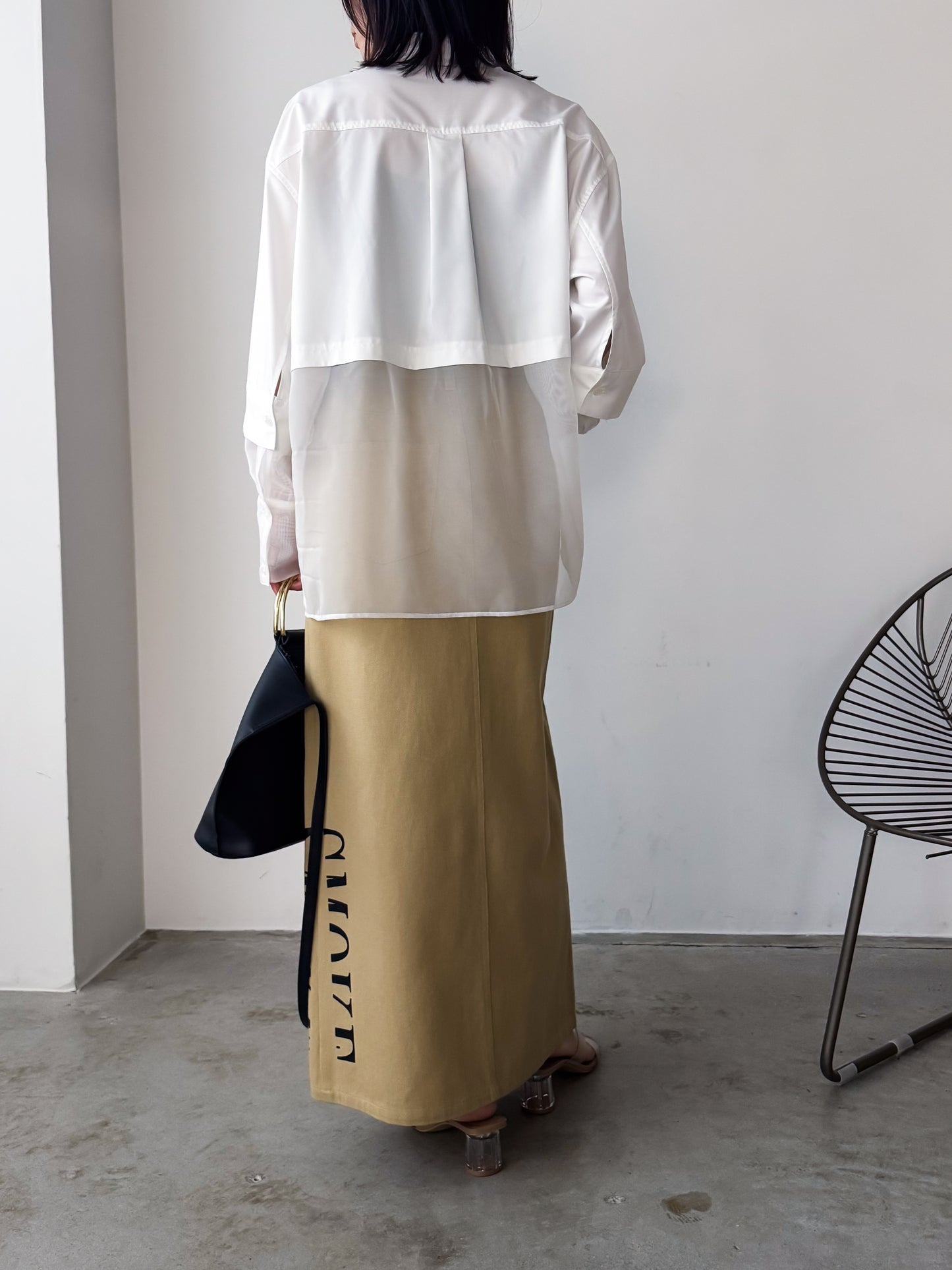 Pqran　シアー切替シャツ