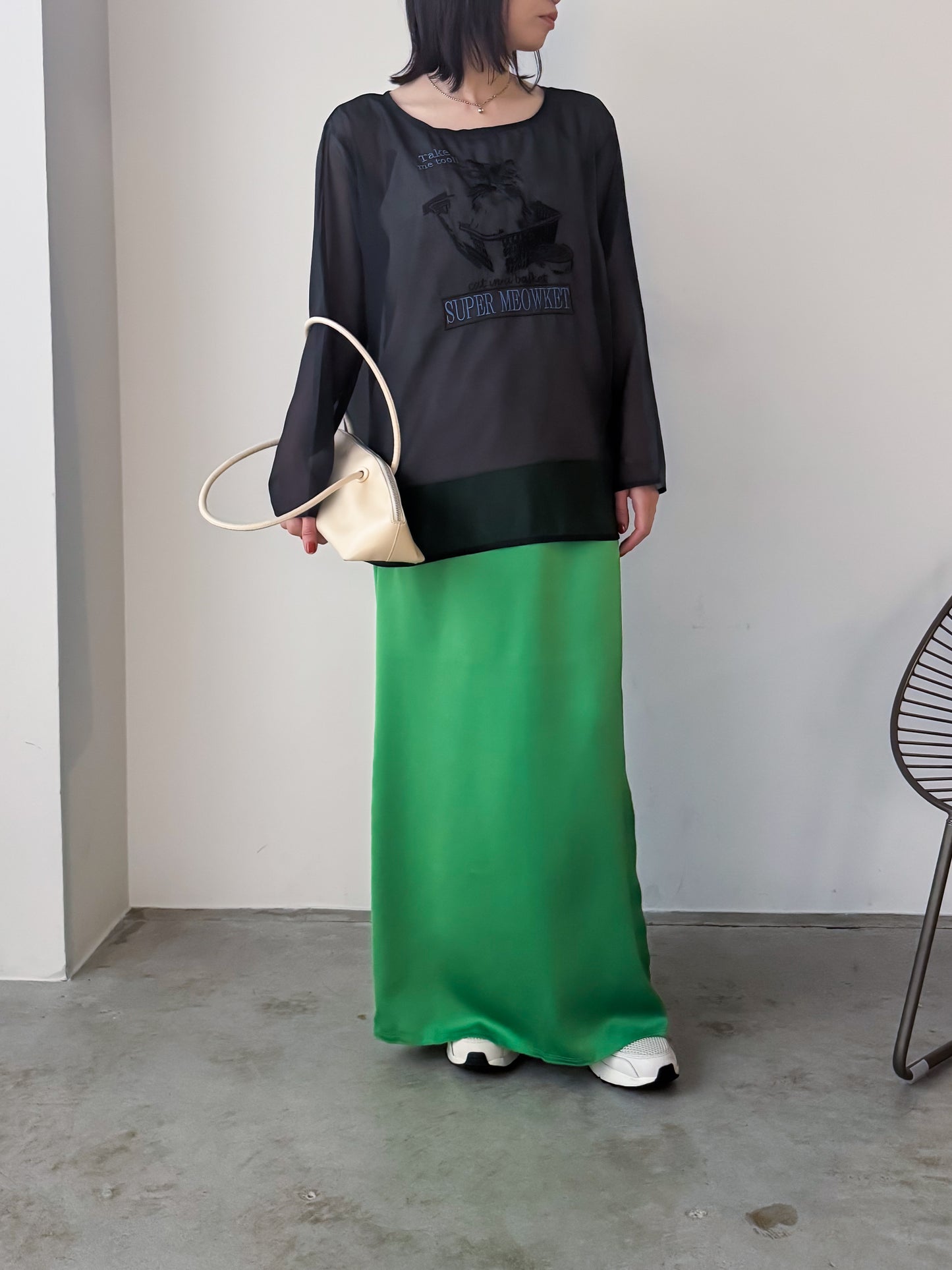 eru　【オリジナル図案】CAT 刺繍レイヤードロングスリーブTシャツ