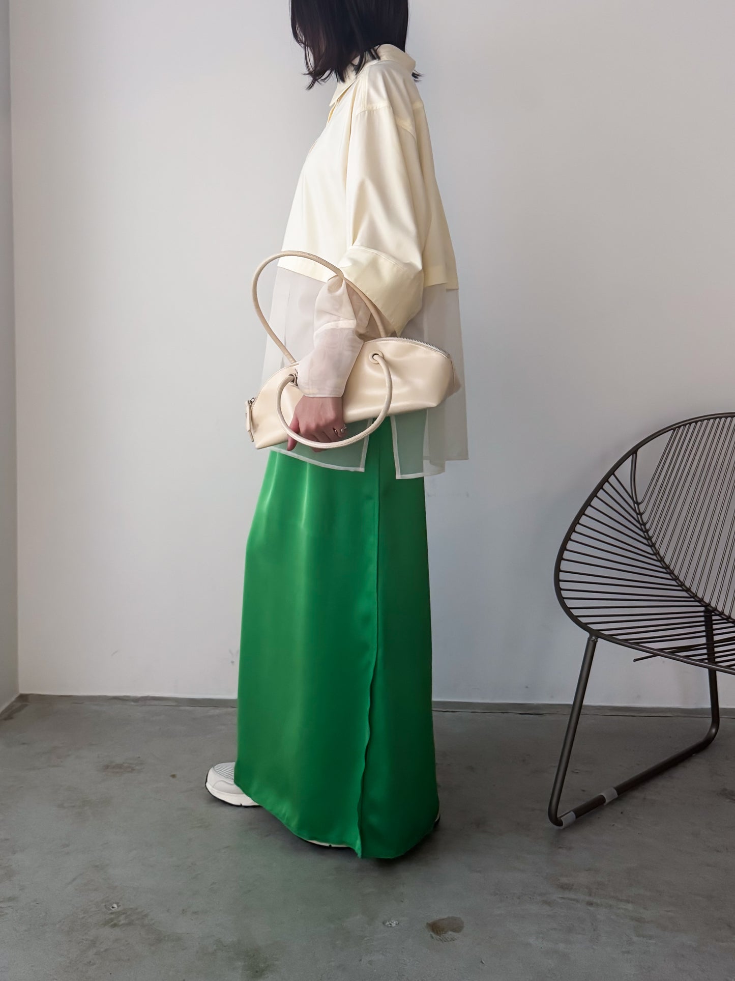 Pqran　シアー切替シャツ