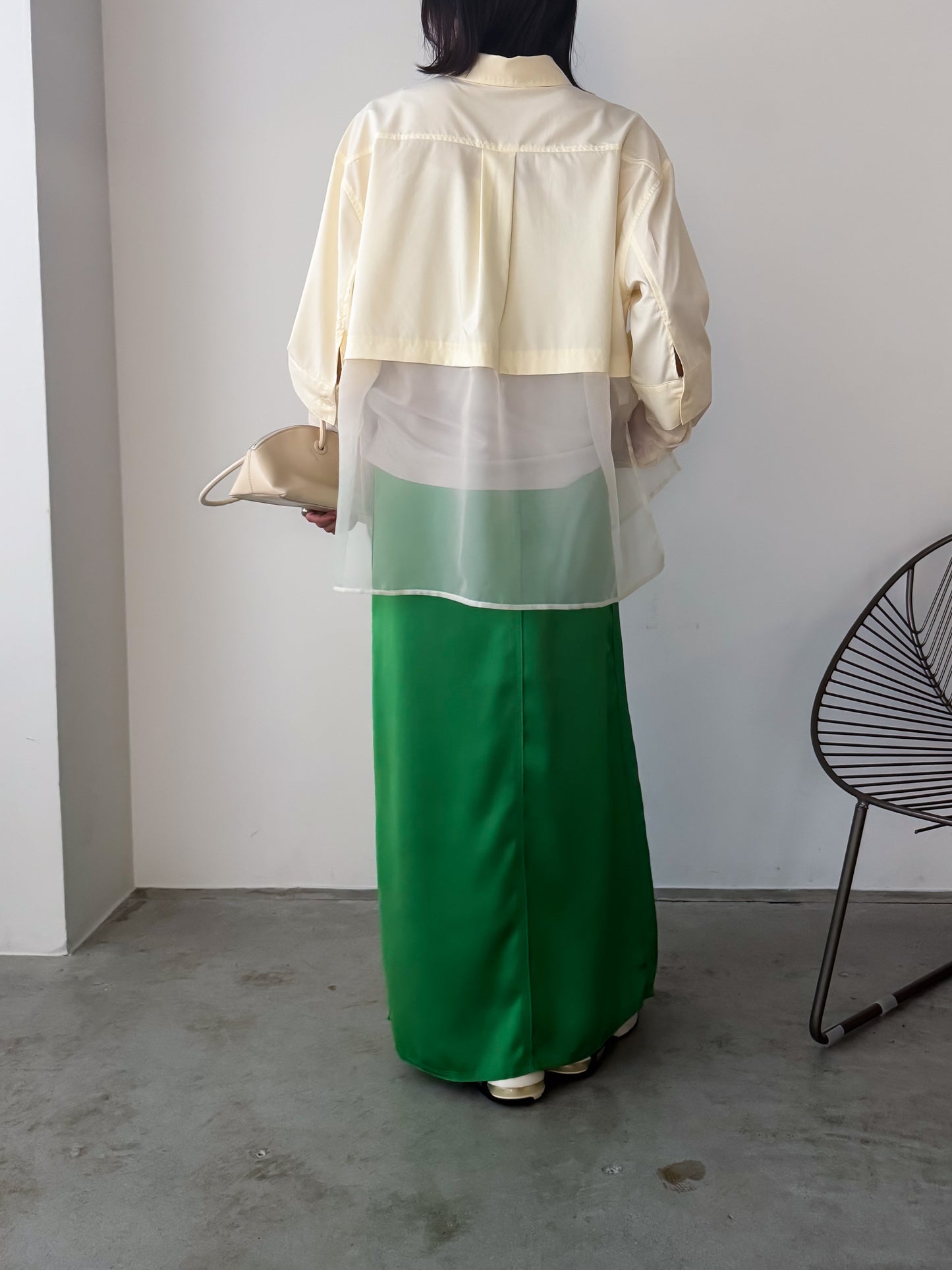 Pqran　シアー切替シャツ