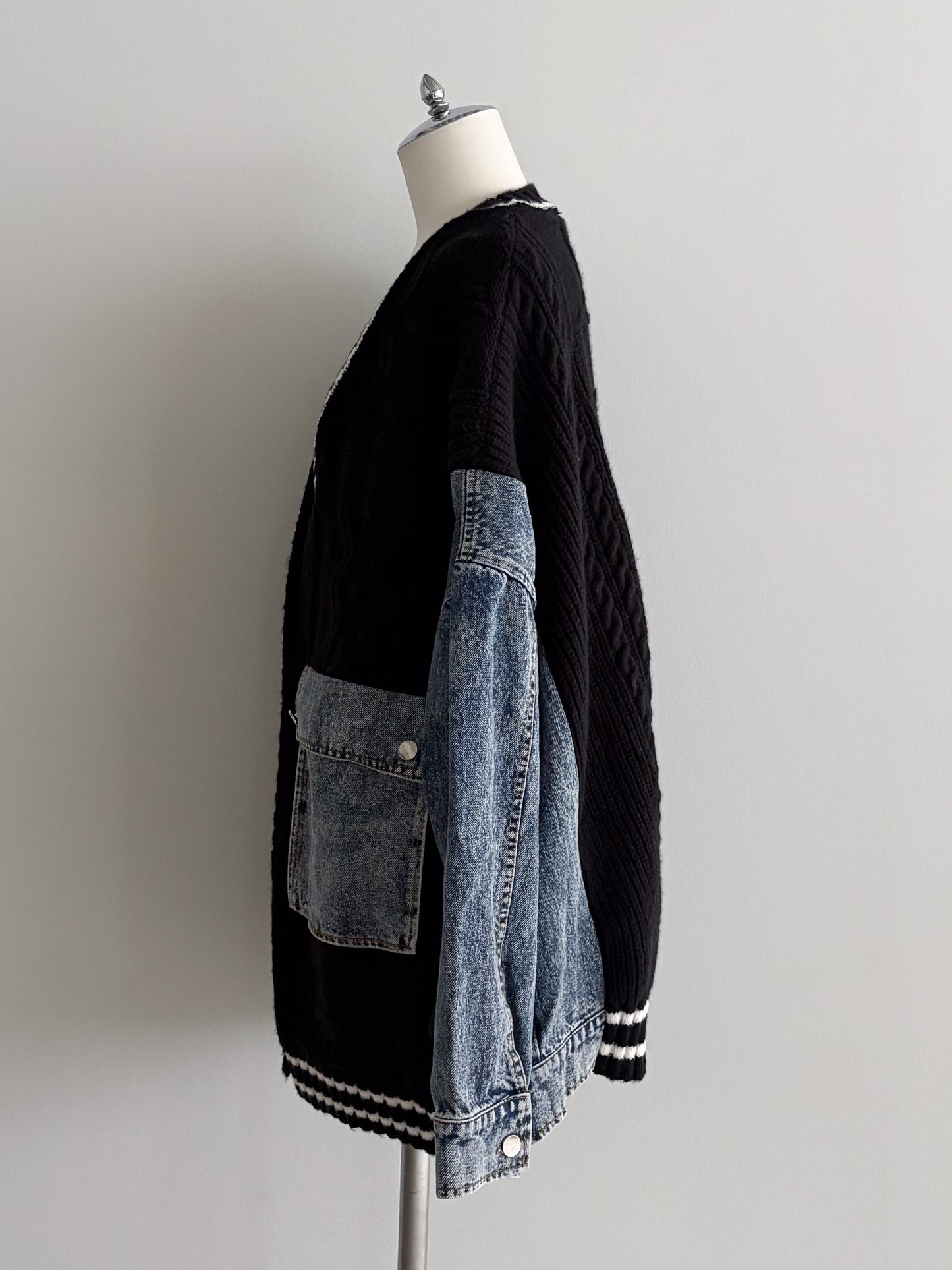 eru　デニムスリーブドッキングカーディガン