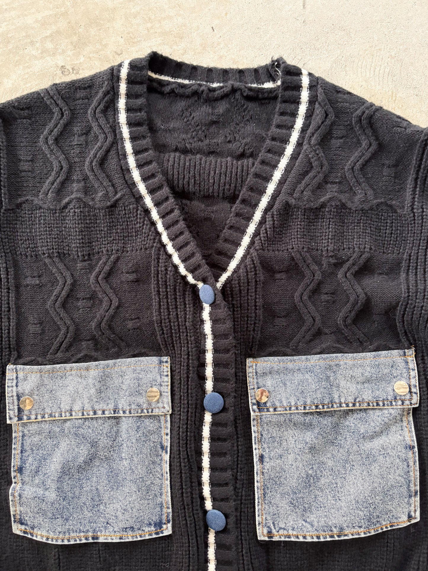 eru　デニムスリーブドッキングカーディガン