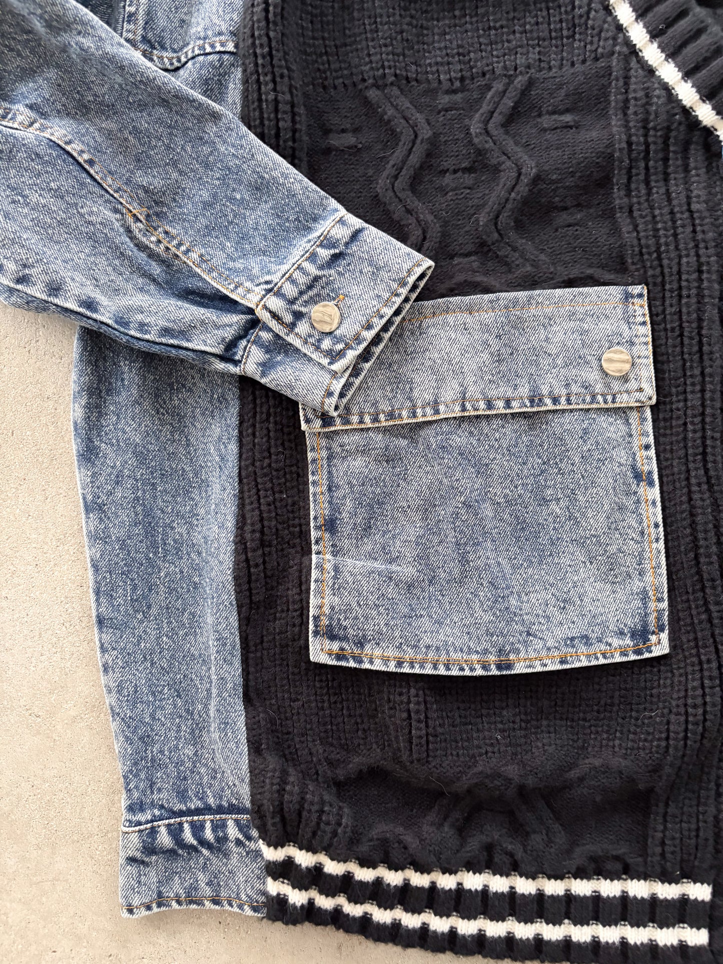 eru　デニムスリーブドッキングカーディガン