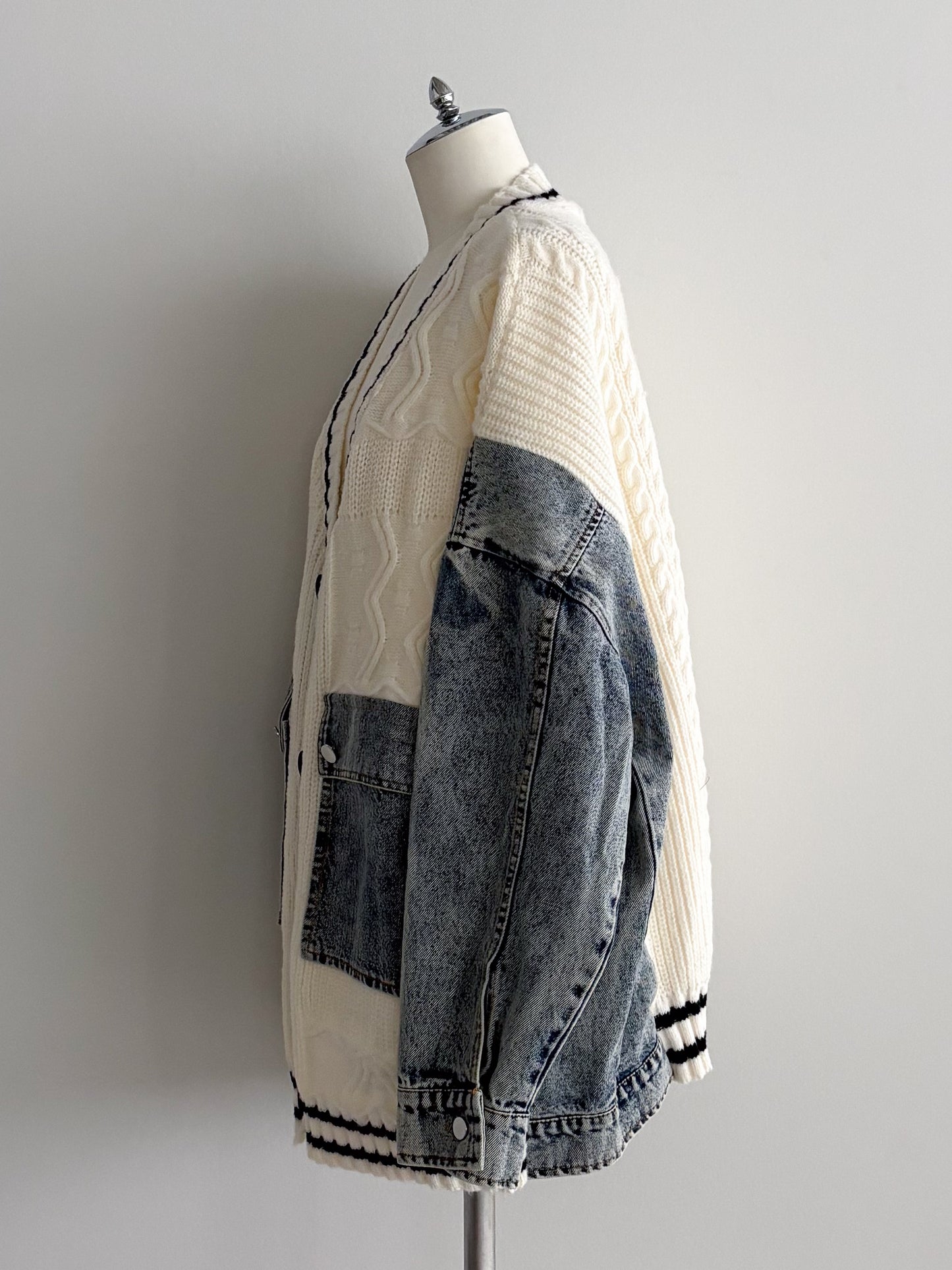 eru　デニムスリーブドッキングカーディガン