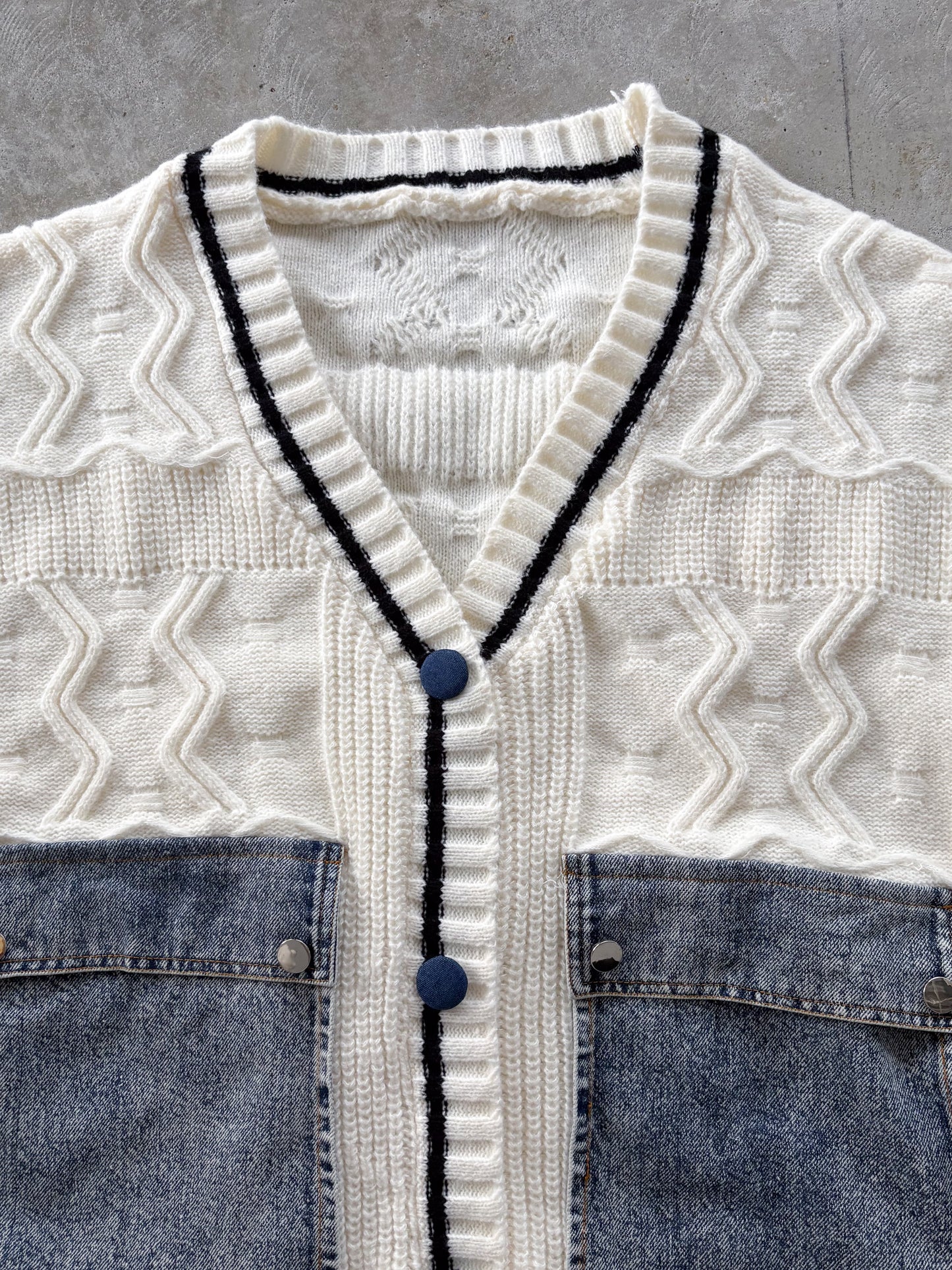 eru　デニムスリーブドッキングカーディガン