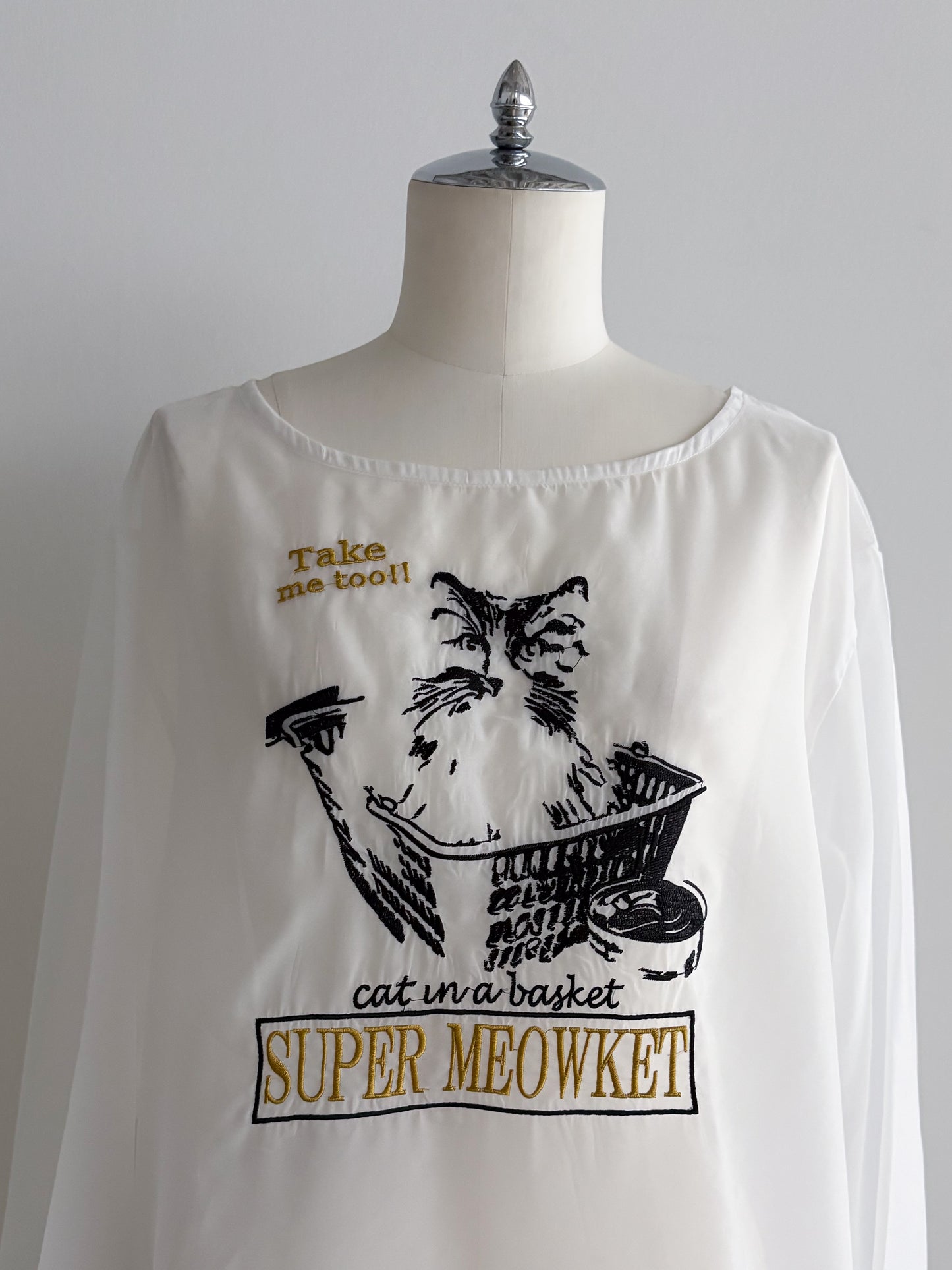 eru　【オリジナル図案】CAT 刺繍レイヤードロングスリーブTシャツ