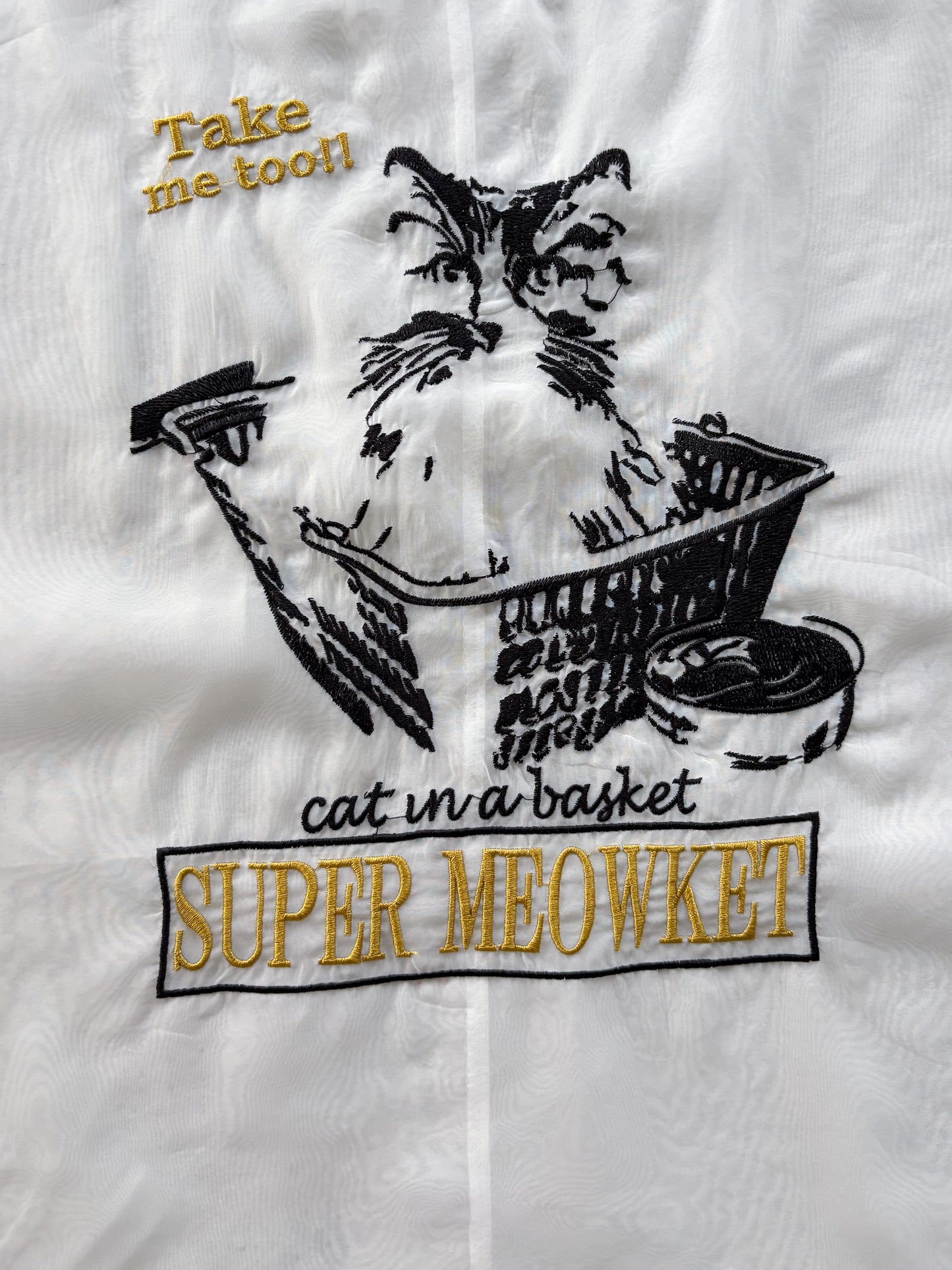 eru　【オリジナル図案】CAT 刺繍レイヤードロングスリーブTシャツ