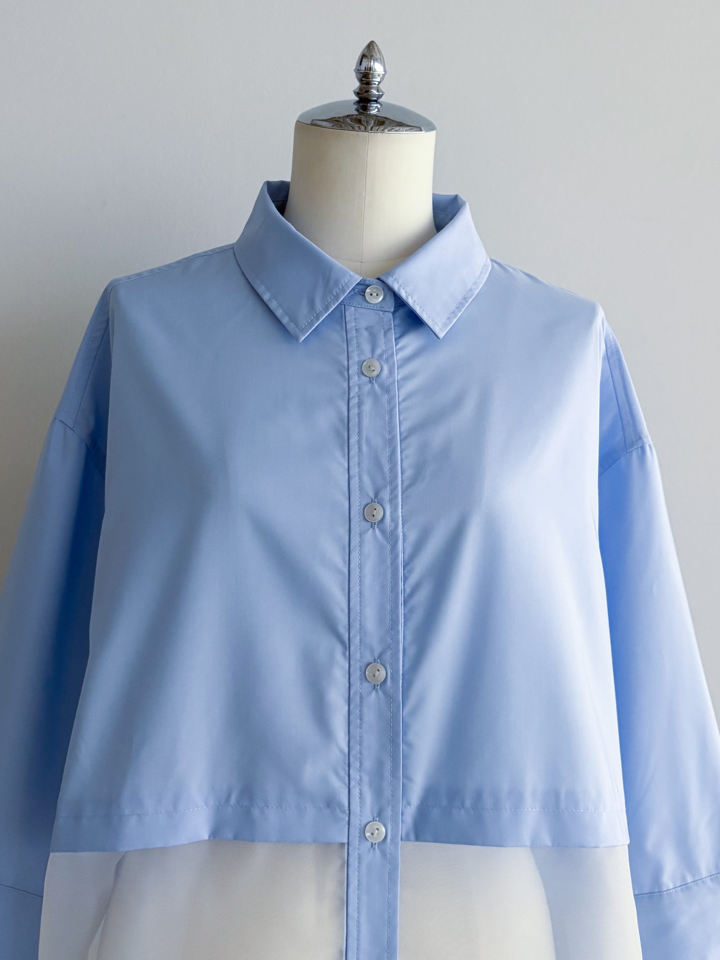 Pqran　シアー切替シャツ