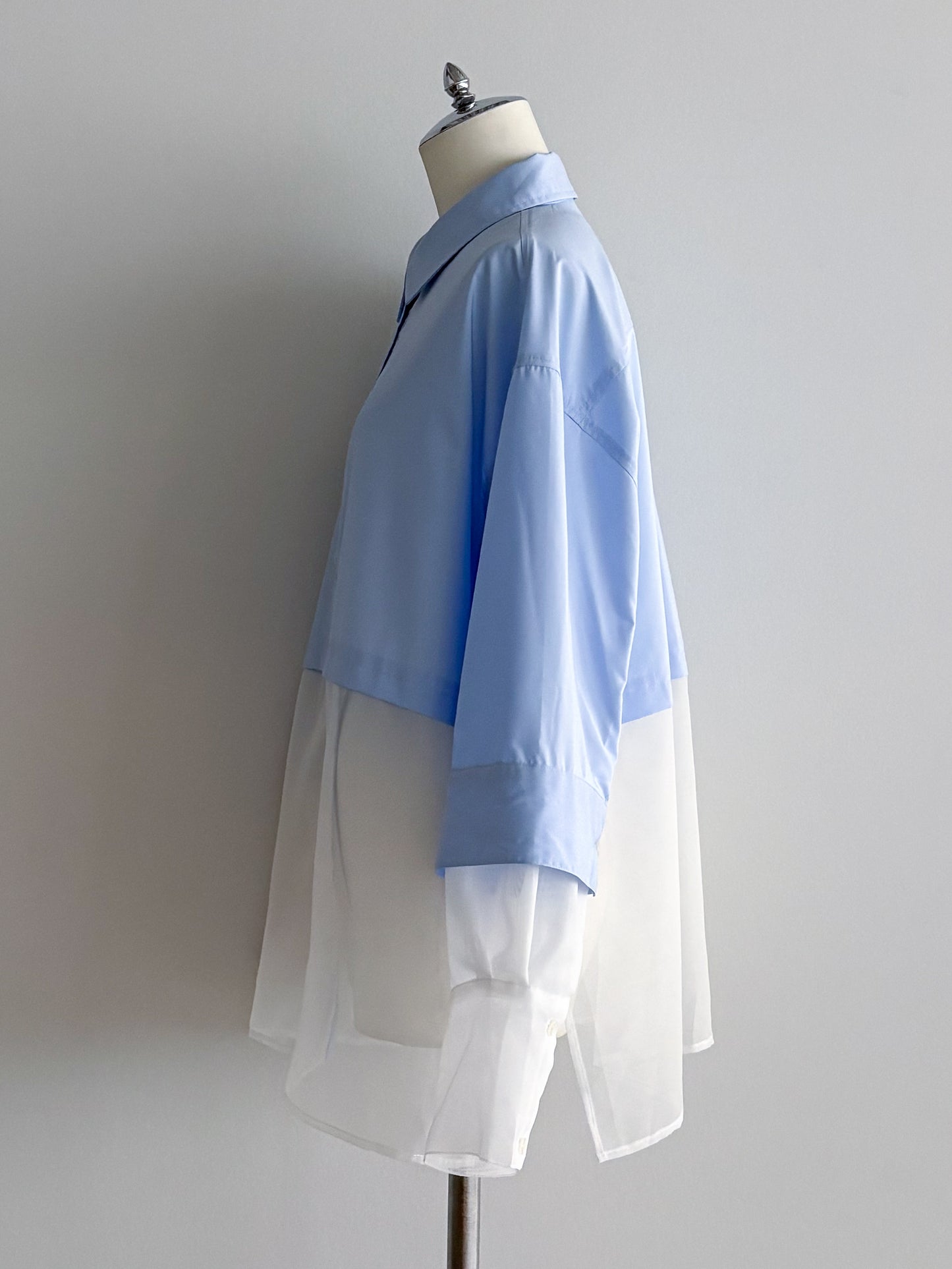 Pqran　シアー切替シャツ