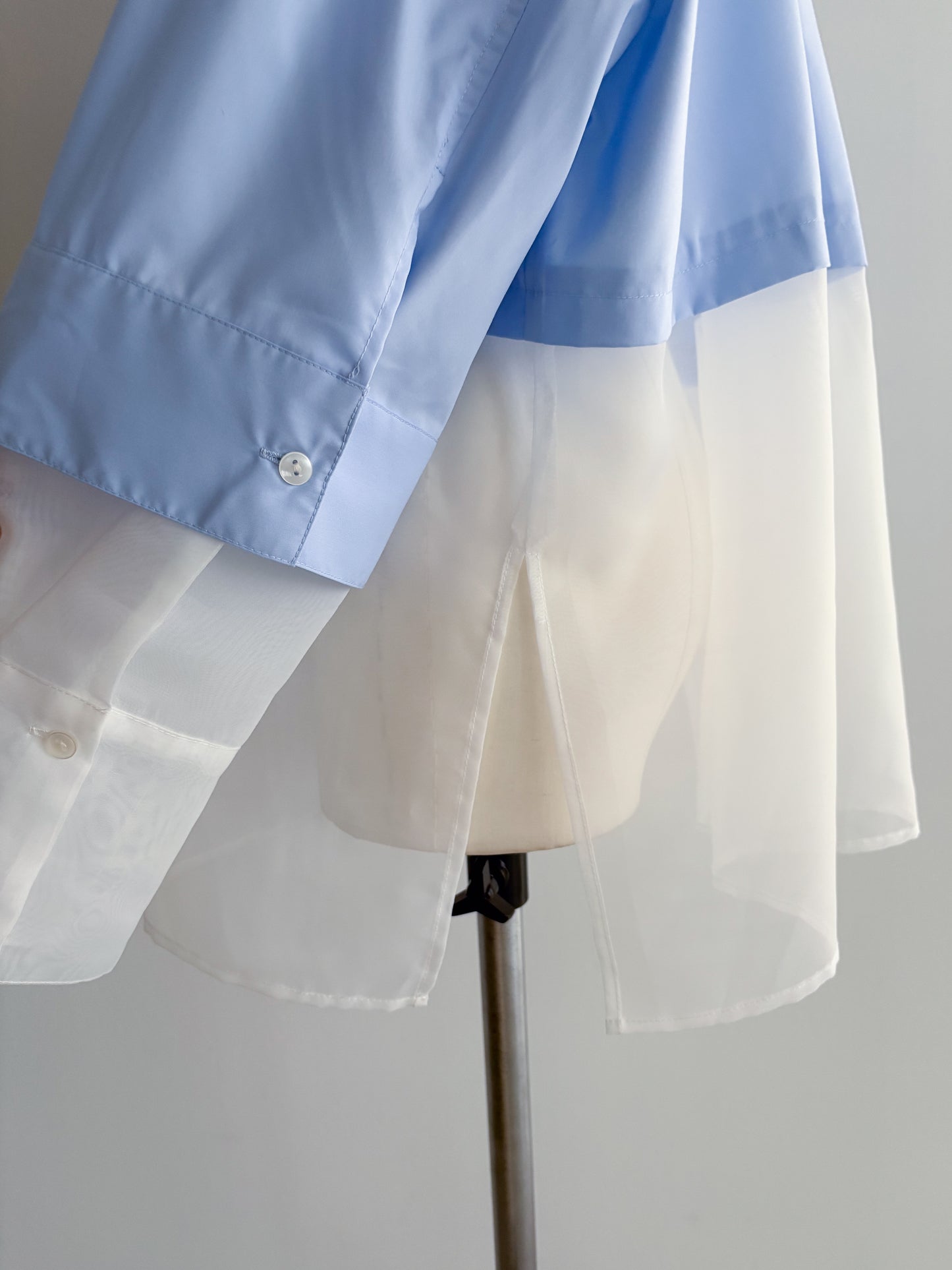 Pqran　シアー切替シャツ